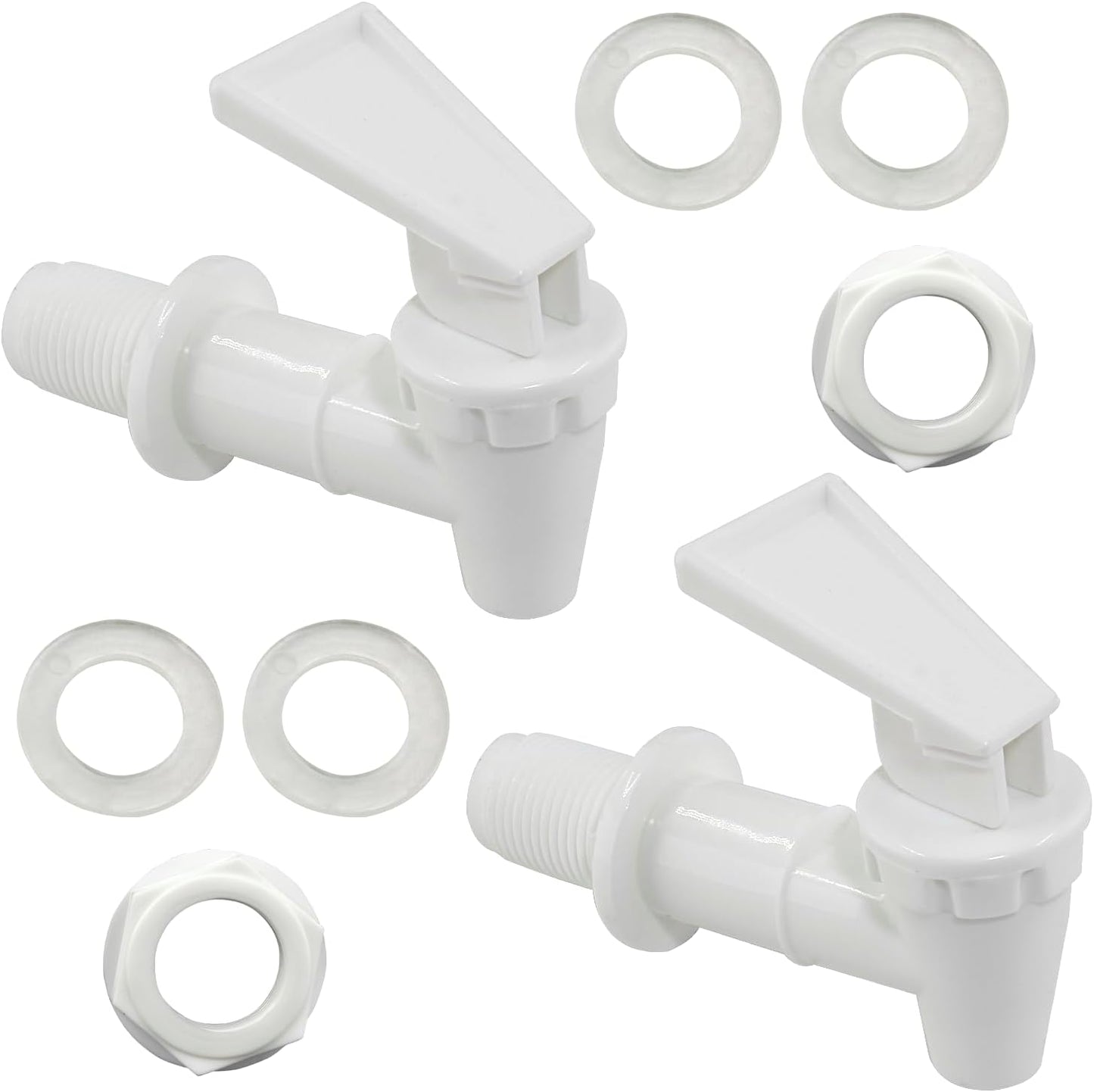 Biaungdo Replacement Water Cooler Faucet Bottle Jug, 2 Sets BPA-Free Plastic Water Spigot Spout Beverage Water Crock Dispenser Tap Set Lever Beverage Pour Dispenser Valve(Milky White)
