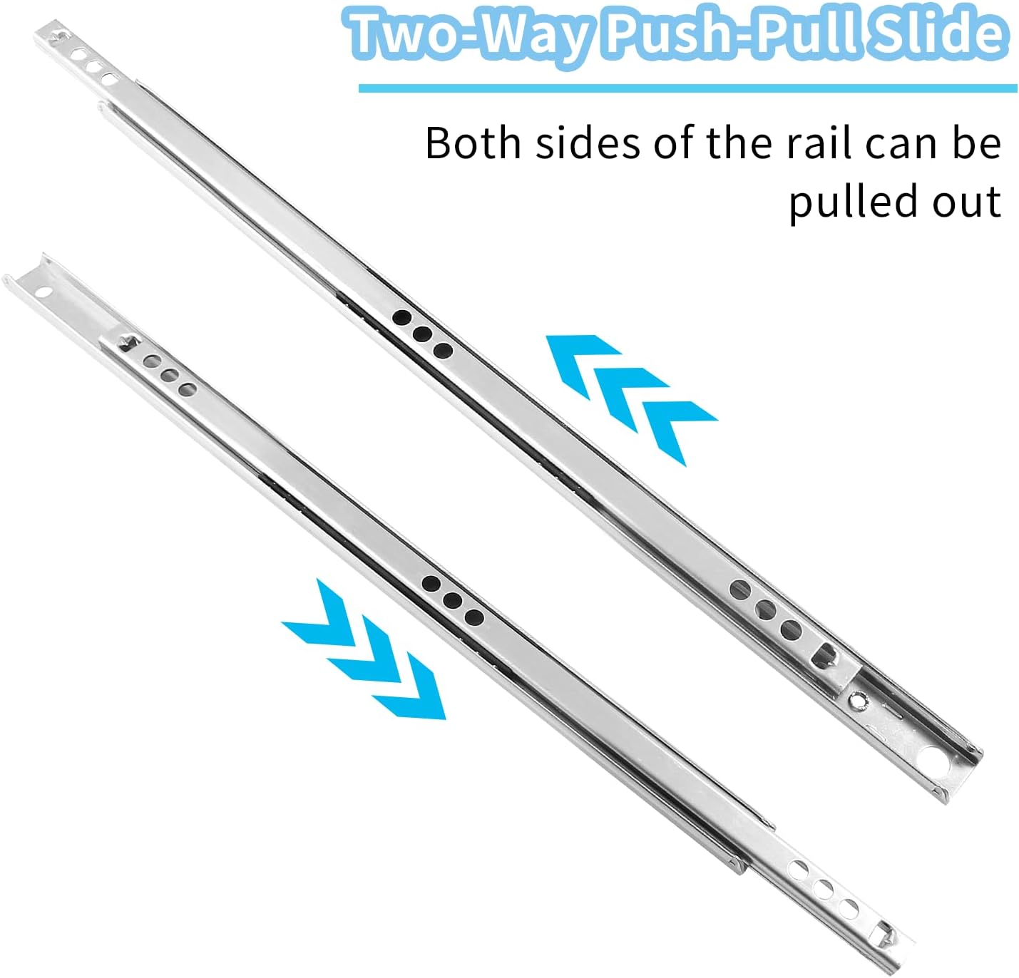 Biaungdo 2 Pcs Drawer Slides, 12"/310mm Metal Ball Bearing Side Mount Drawer Slide, Two Way Slide Track Rail for Drawer, 10kg/22.05" Strong Bearing Capacity, Bright Silver, with Fixing Screw