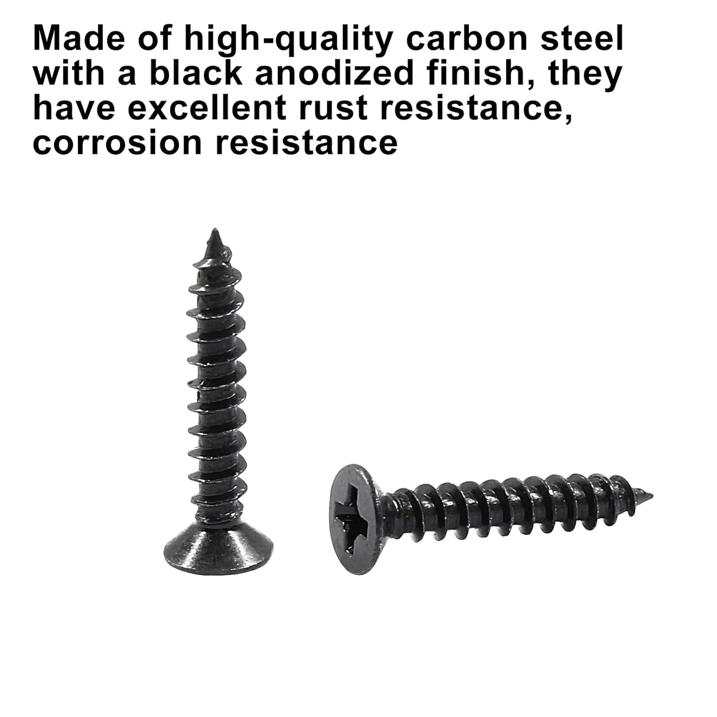 Biaungdo #6 X 3/4" Black Oxide Coated Carbon Steel Flat Head Phillips Wood Screw-(100 Pcs)