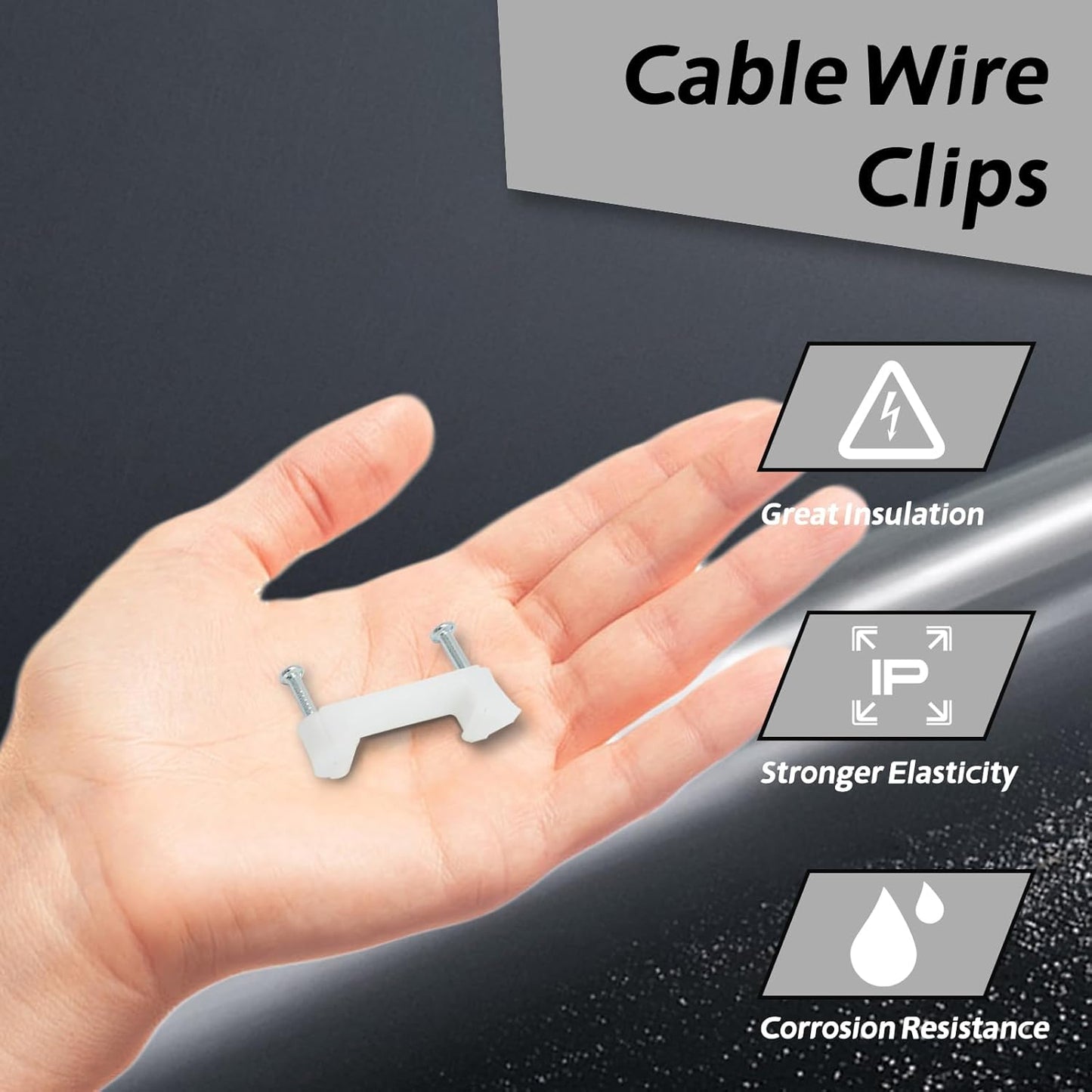 Biaungdo 100 Pcs Cable Wire Clips with Two Steel Nails, 12mm White Cable Clips Nail Management Nail-in Clamps Wall Wire Cable Fasteners for Ethernet Cord, Cable(6mmx2)