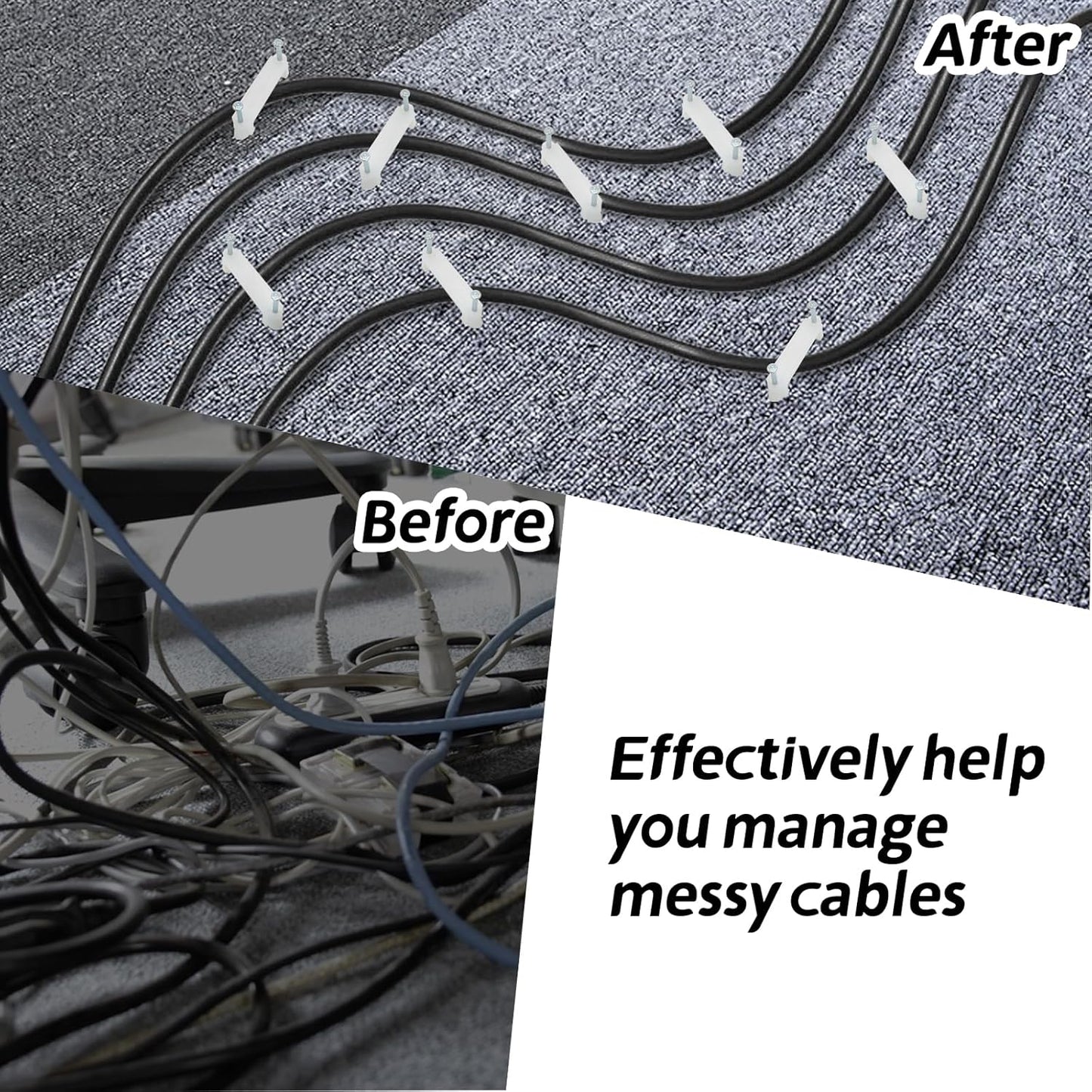 Biaungdo 100 Pcs Cable Wire Clips with Two Steel Nails, 12mm White Cable Clips Nail Management Nail-in Clamps Wall Wire Cable Fasteners for Ethernet Cord, Cable(6mmx2)