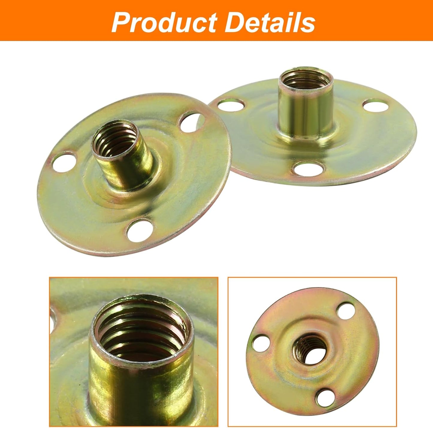 Biaungdo Furniture Leg Mounting Plates, 4 Sets 5/16 Attachment Plates with Hanger Bolts Screws for Furniture Sofa Cabinet Chair Couch Seats Strengthen Weak Furniture feet Repair Plates(5/16x37x2.5mm)