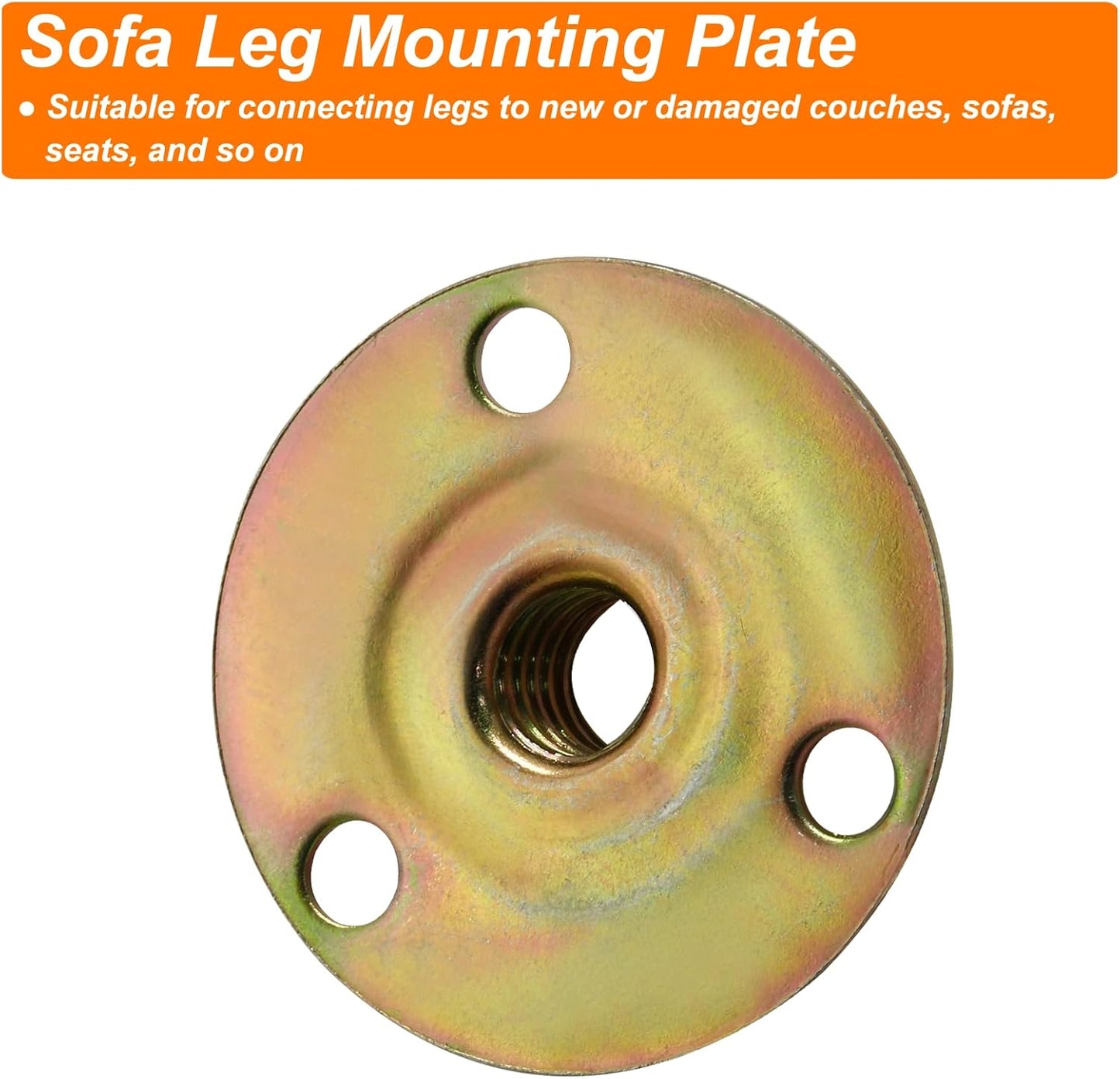 Biaungdo Furniture Leg Mounting Plates, 4 Sets 5/16 Attachment Plates with Hanger Bolts Screws for Furniture Sofa Cabinet Chair Couch Seats Strengthen Weak Furniture feet Repair Plates(5/16x37x2.5mm)