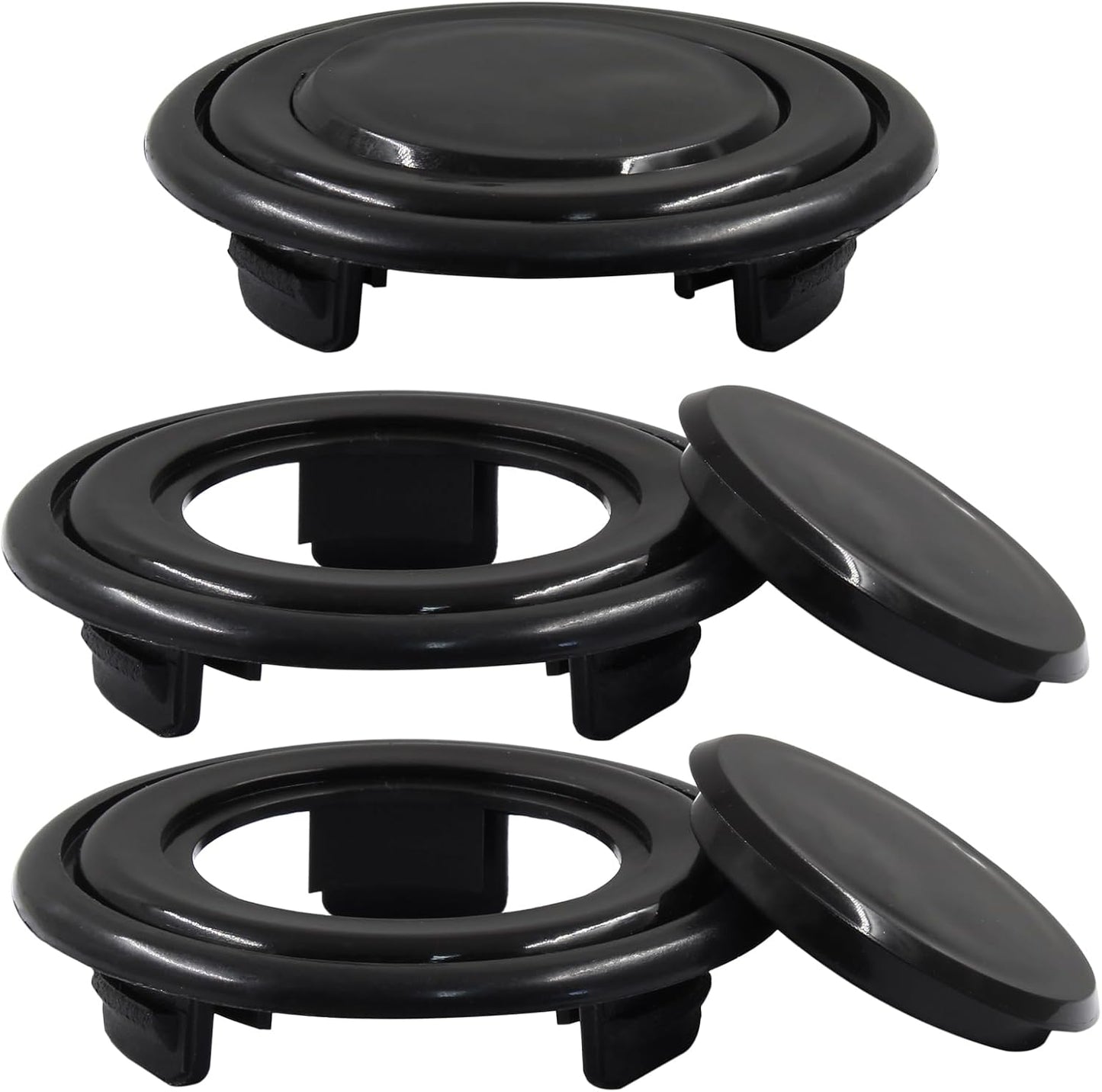 Biaungdo 2 Sets 3 Inch Outdoor Patio Table Umbrella Hole Ring and Cap Set, Standard Size Garden Beach Tablet Thicker Hole Ring Plug and Cap Set(Black, Compatible 32-48mm Umbrella Tube)