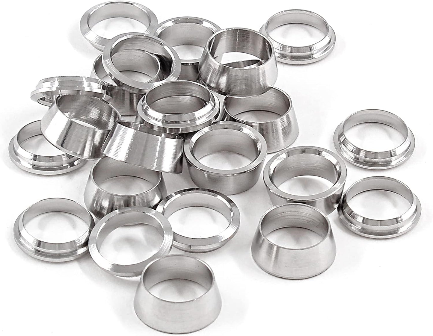 Biaungdo 12 Pairs Compression Fitting Ferrule Sleeve, 304 Stainless Steel 3/8" Tube OD Compression Double Ferrule Sleeve Ring