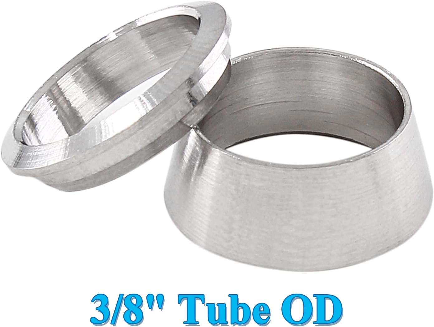 Biaungdo 12 Pairs Compression Fitting Ferrule Sleeve, 304 Stainless Steel 3/8" Tube OD Compression Double Ferrule Sleeve Ring