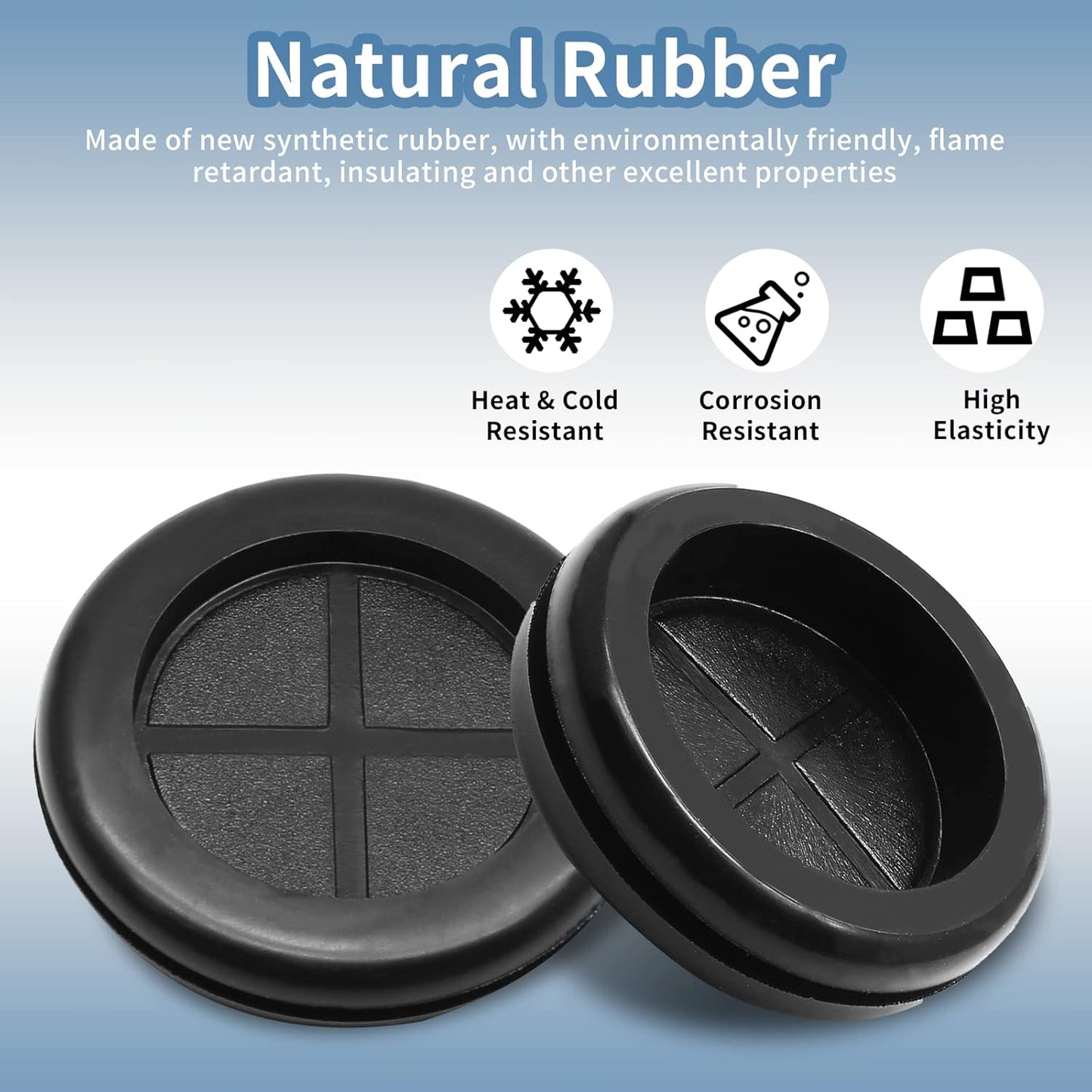 Biaungdo 60 Pcs Rubber Grommet, 5/8" Drill Hole Double-Sided Black Synthetic Rubber Grommet for Wire Protection, Firewall Plug Round Grommet (14mm x 16mm)