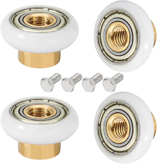 Biaungdo 4 Sets Shower Door Rollers, 19 mm Shower Door Rollers Runners Wheels Replacement Part, Bathroom Glass Door Roller Wheel Sliding Shower Door Runner
