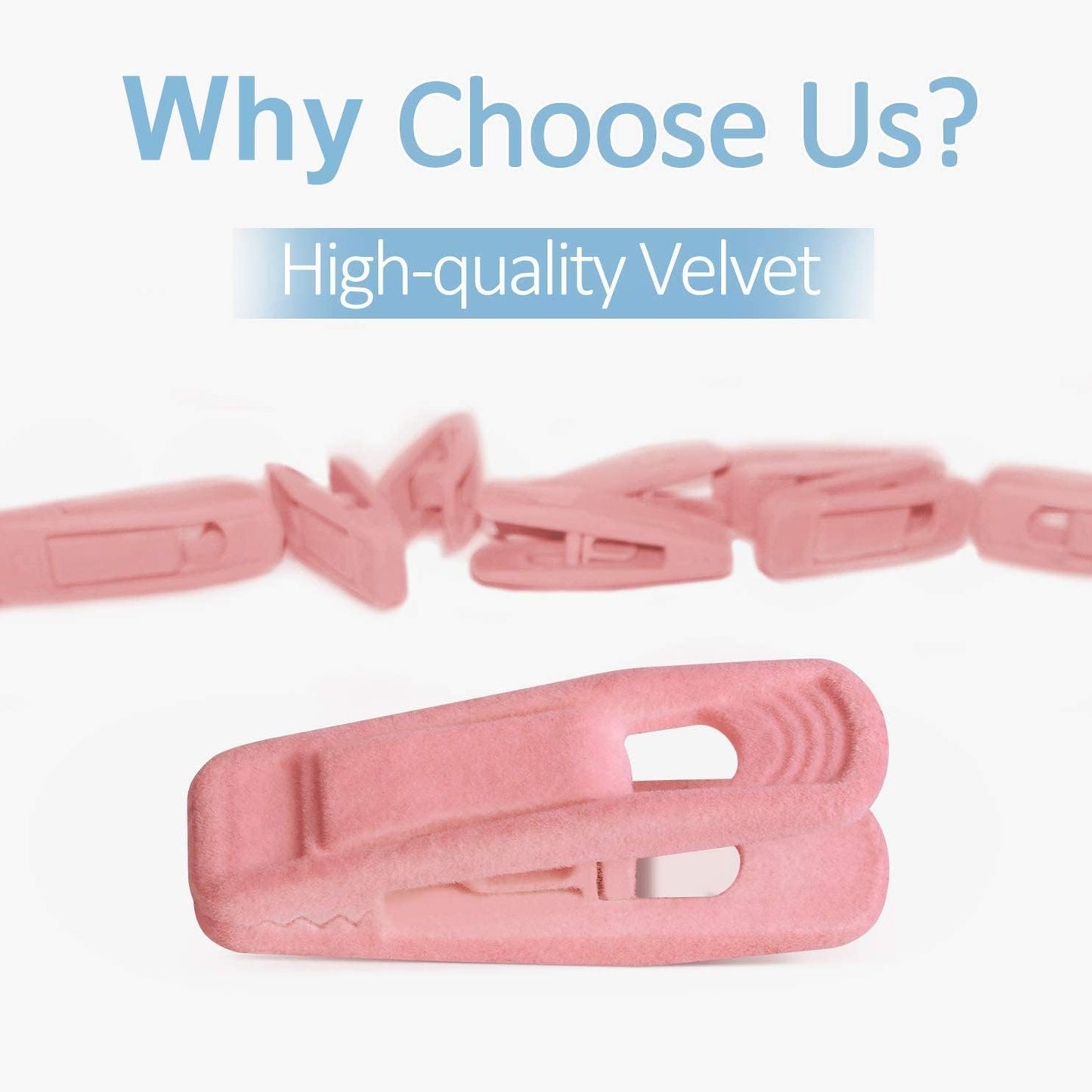Brush Pink Velvet Hangers Clips 20 PCS, Premium Velvet Clips for Thin Velvet Hanger, Non Slip Strong Finger Clips Perfect for Suit Skirt Pant Clothes Velvet Hangers