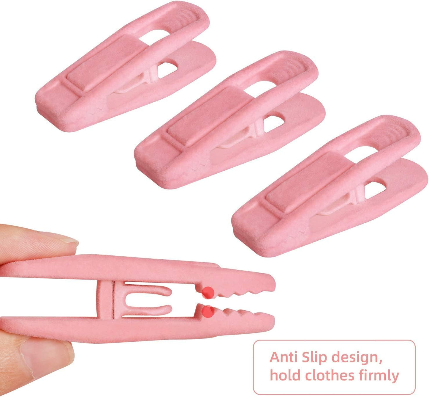 Brush Pink Velvet Hangers Clips 20 PCS, Premium Velvet Clips for Thin Velvet Hanger, Non Slip Strong Finger Clips Perfect for Suit Skirt Pant Clothes Velvet Hangers