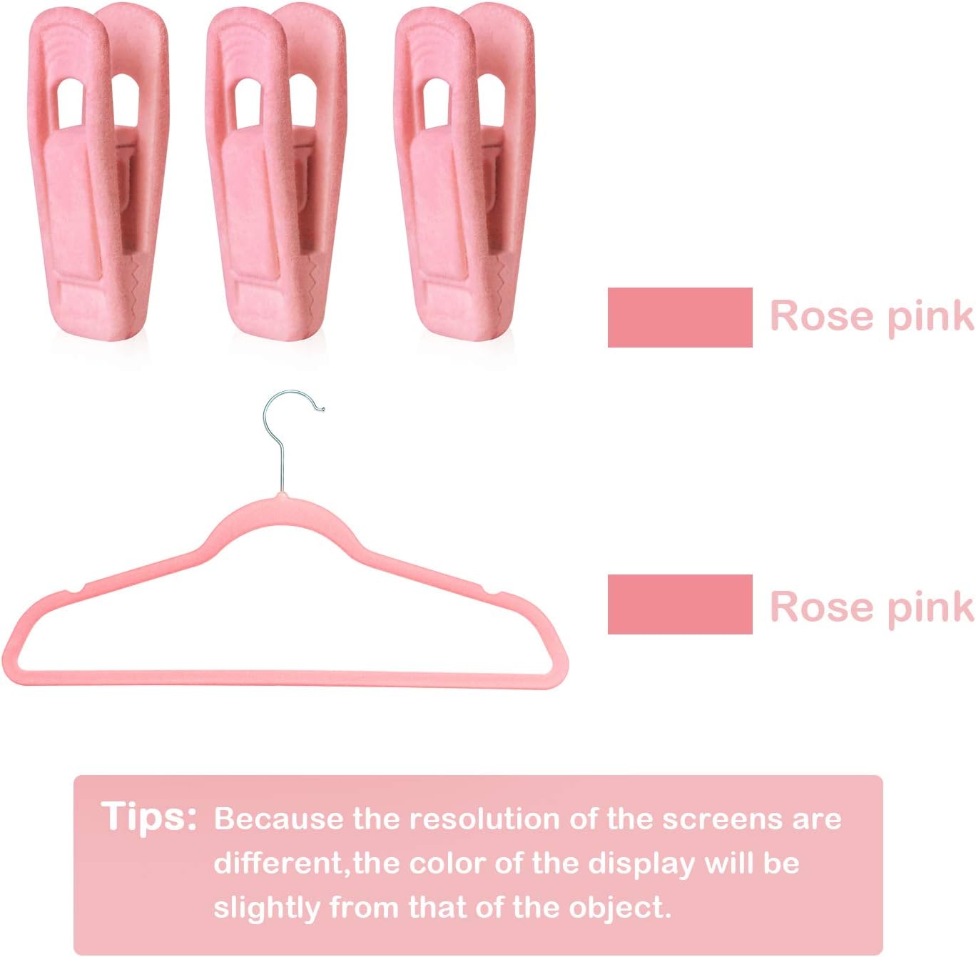 Brush Pink Velvet Hangers Clips 20 PCS, Premium Velvet Clips for Thin Velvet Hanger, Non Slip Strong Finger Clips Perfect for Suit Skirt Pant Clothes Velvet Hangers