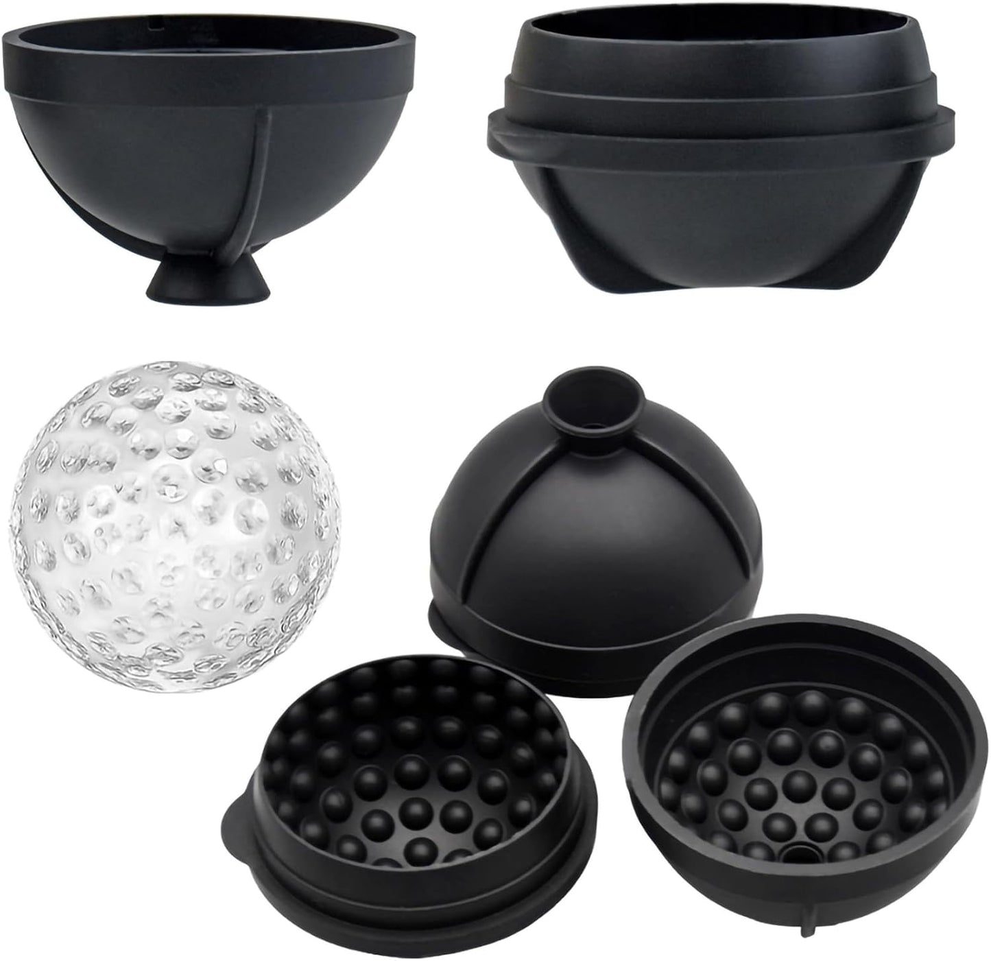 Bangp Golf Ball Ice Molds Set of 4,Whiskey Round Ice Cube Molds, Novelty Sphere Ice Molds Create 2.5 Inch Golf Ice Balls - Each Stone Keeps Your Drinks Cool and Unique,for Men and Women