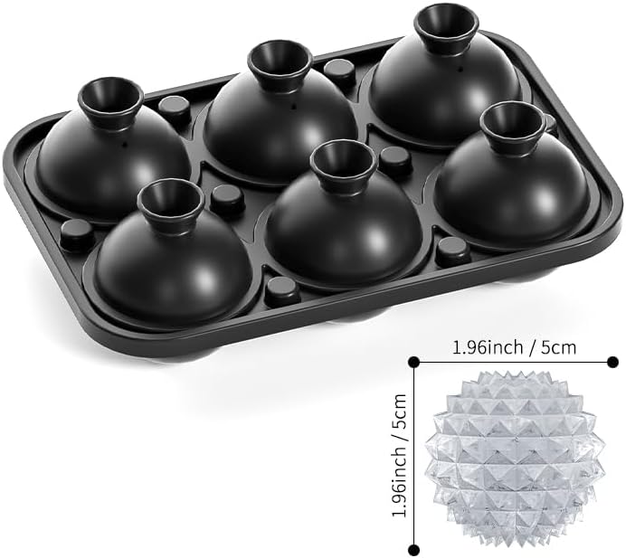 Bangp Large Ice Cube Tray for Whiskey,Perfect Etched Ice Cubes, Big Ice Cube Mold for Cocktails,Whiskey (Etched Sphere)