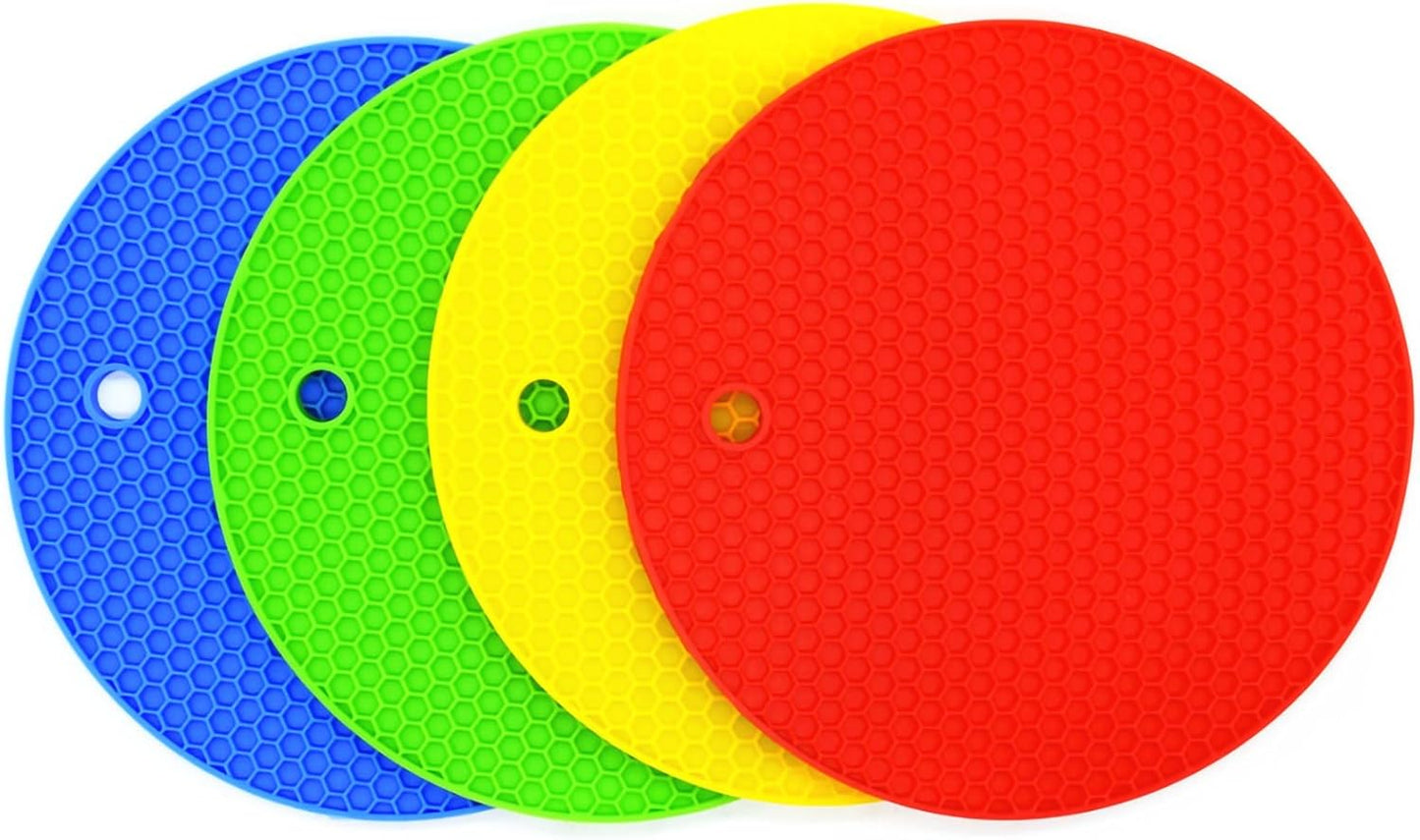 Bangp Silicone Coasters(Set of 4), Trivet Mats,Multipurpose Thermally Insulated Containers, Non-Slip, Flexible, Durable Heat Proof Mats