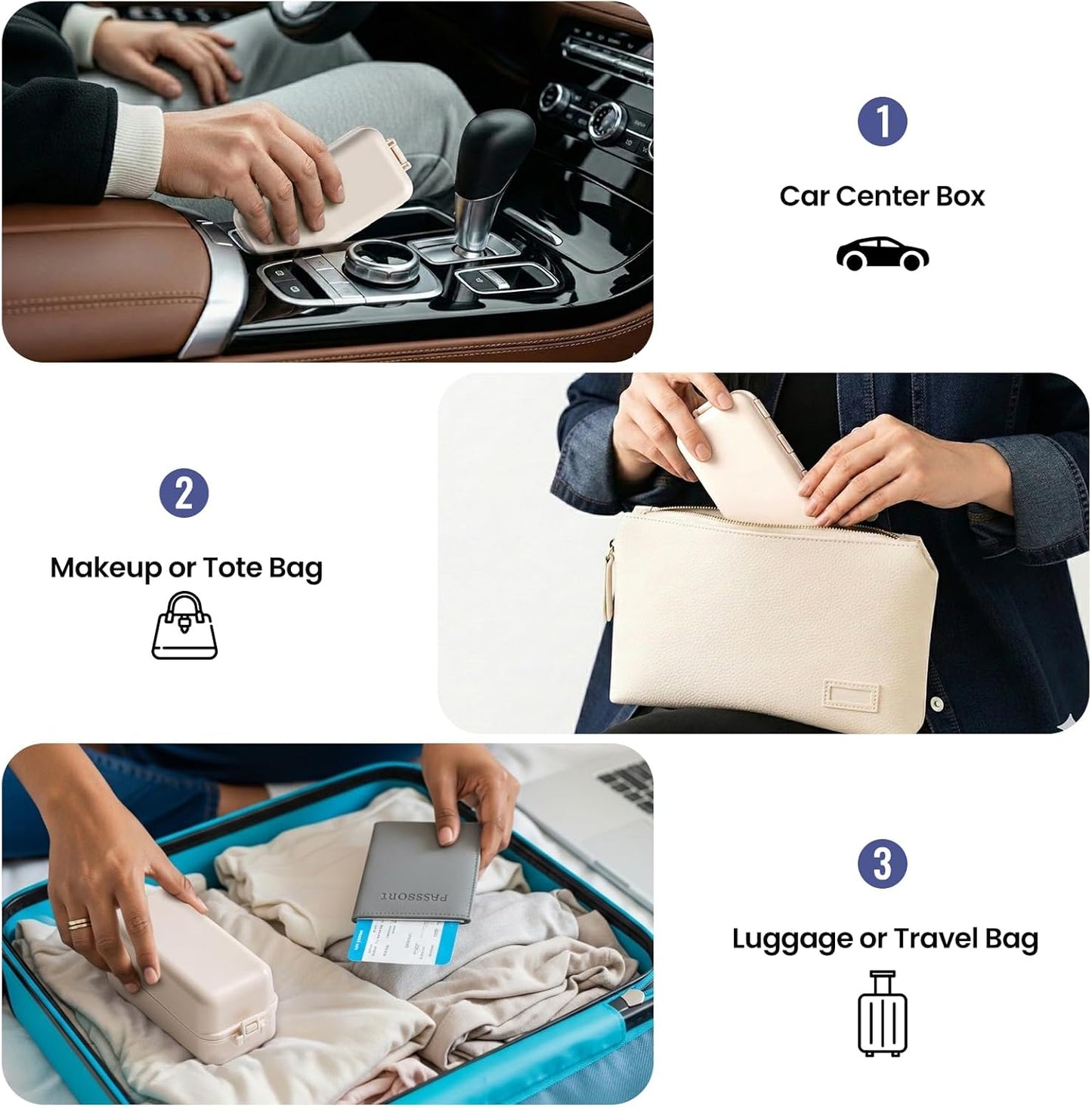 NEW Foldable Weekly Pill Organizer with Extra Grid, Portable 7 Day Pill Box Once / 1 Time a Day, Week Daily Medicine Organizer - Large Travel Pill Case Holder Dispenser for Vitamin, Supplement-Khaki
