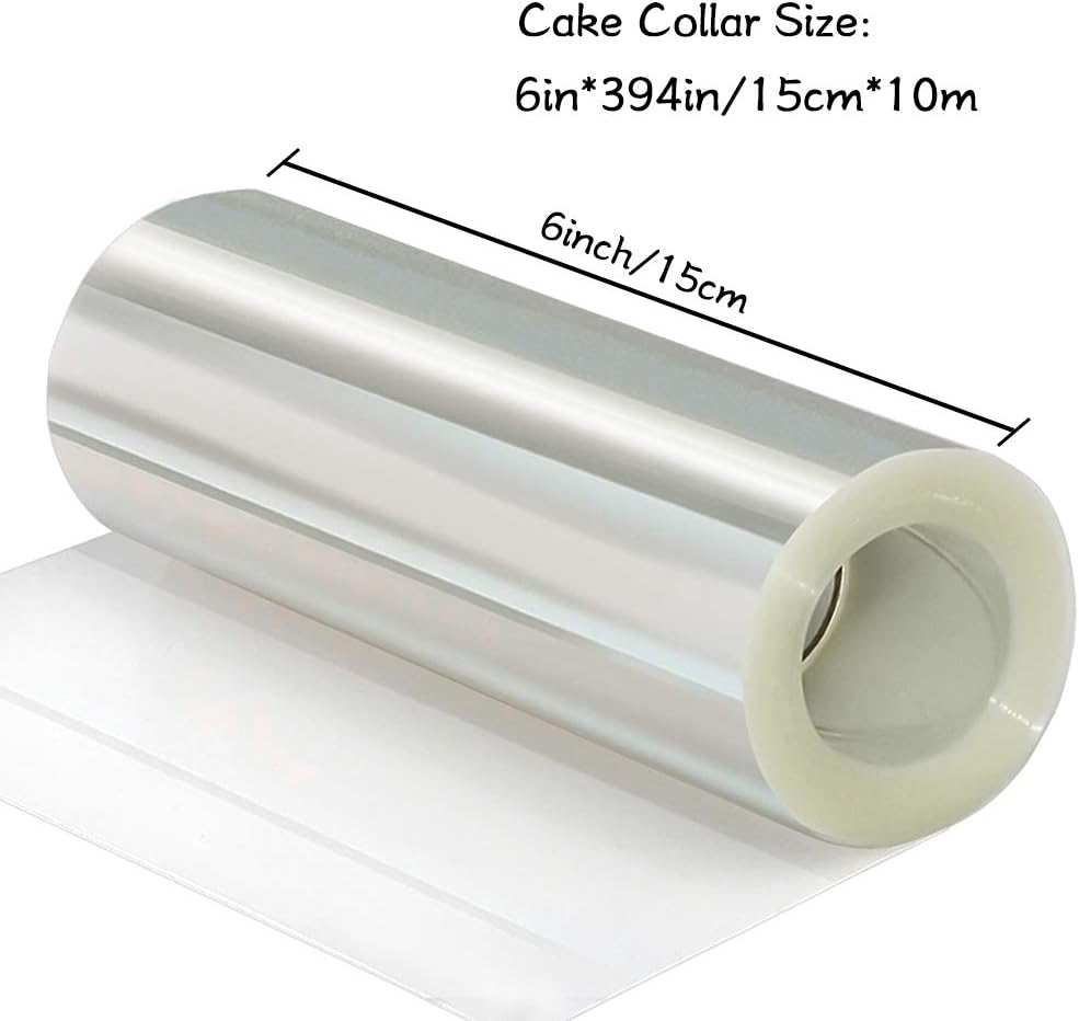 YQL Cake Collar 6 Inch,Acetate Cake Collar Roll DIY Acetate Sheet Baking Transparent Mousse Cake Sheets Surrounding Edge Clear Cake Strips for Baking Decorate Shaker Cards Making(6x394Inch)