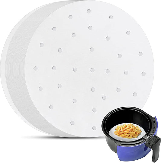 YQL 7 Inch Air Fryer Liner,200PCS Parchment Paper for Air Fryer Precut Perforated Parchment Paper Steaming Paper for Steaming Basket and More