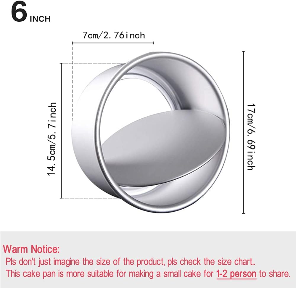 6 Inch Cake Pan Round, Small Cheesecake Pan with Removable Bottom, Chiffon Cake Mold Anodized Aluminum Baking Pan