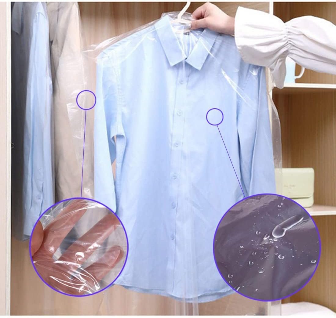 20Pcs Plastic Garment Bags for Hanging Clothes, 35 Inch Clear Dry Cleaner Bags Dustproof Suit Cover Clothes Storage Bag for Skirt Coat Shirt Jacket (60 x 90cm)