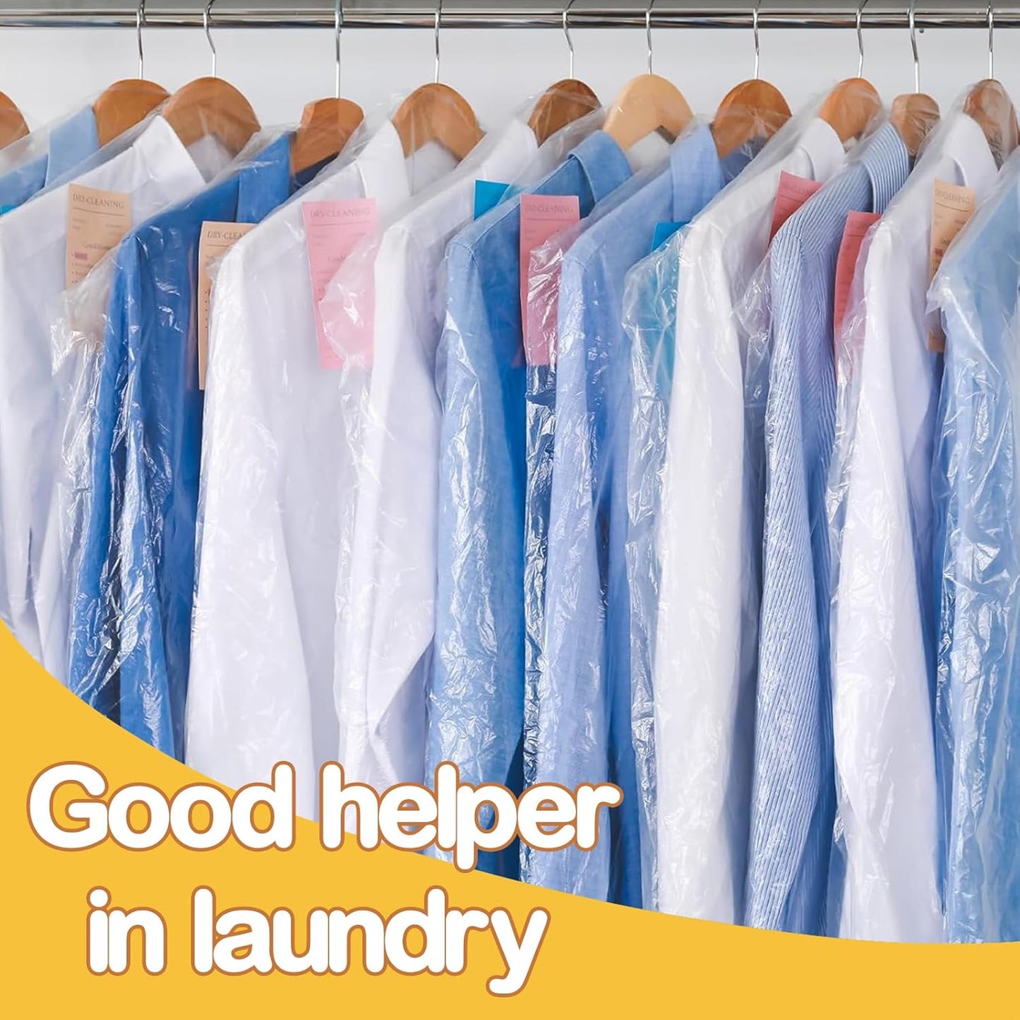 20Pcs Plastic Garment Bags for Hanging Clothes, 35 Inch Clear Dry Cleaner Bags Dustproof Suit Cover Clothes Storage Bag for Skirt Coat Shirt Jacket (60 x 90cm)