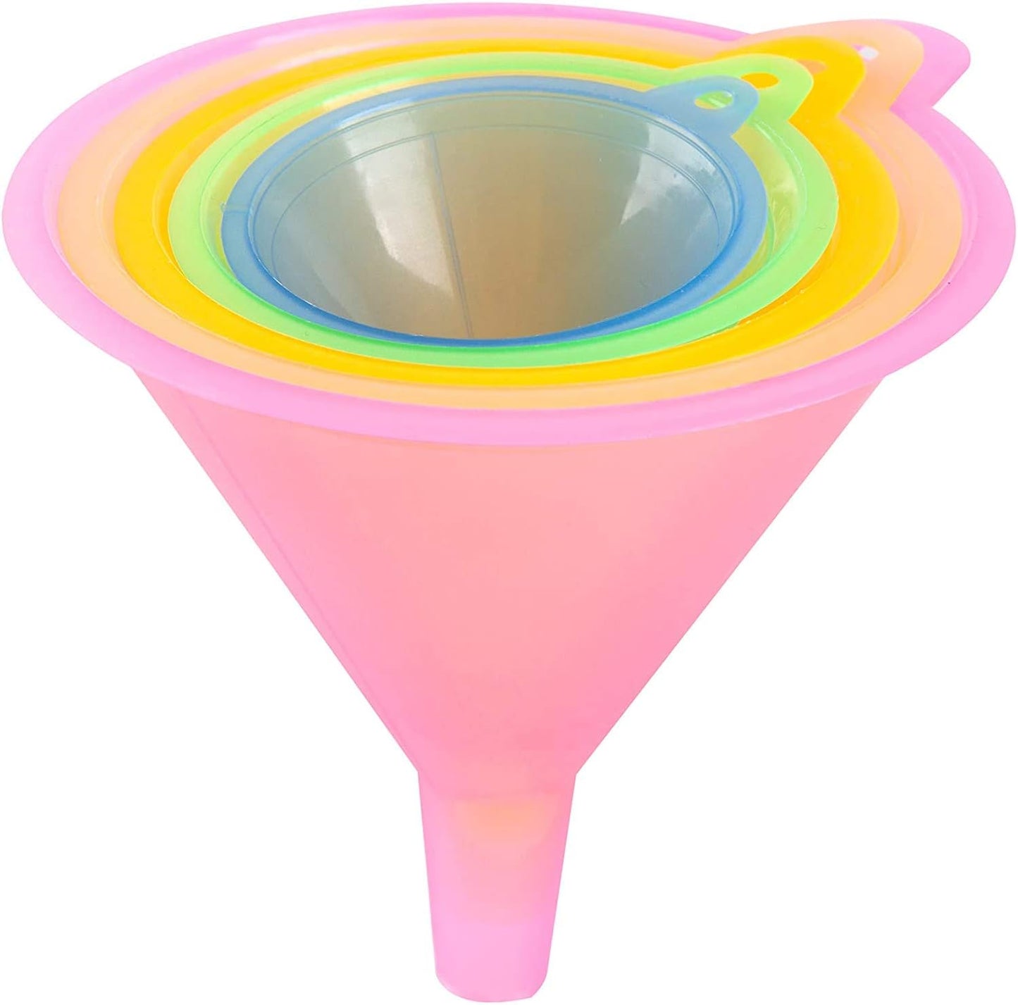 iSnuff Kitchen Funnel Set with 5 Sizes, Small to Large Plastic Cooking Funnel with Narrow Spout for Filling Bottles, Jars, Bowls, Spices, Powder Funnels, Essential Oils