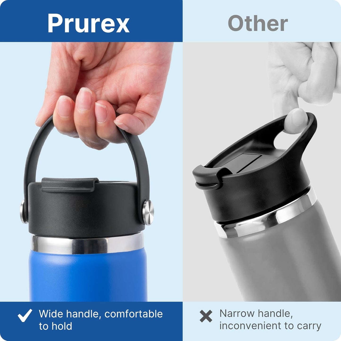 Flip Lids with Handle for Hydro Flask 12 16 20 32 40 64 oz Wide Mouth Bottles,Replacement Lids for 2.28" Wide Mouth Sport Bottles Water Bottle Accessories