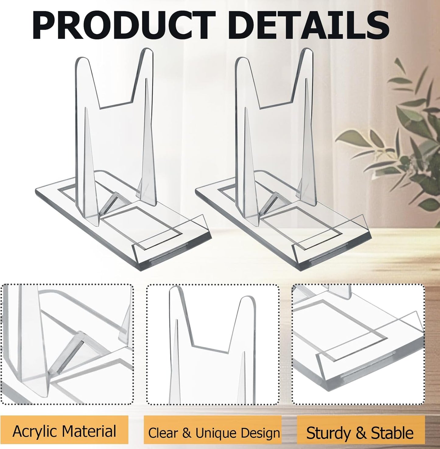 Biaungdo 6 Pcs Acrylic Book Display Stand, Adjustable Clear Display Holder Easel Collector Stand, Compact Desktop Stand for Photos, Postcard, Magazine, Artworks