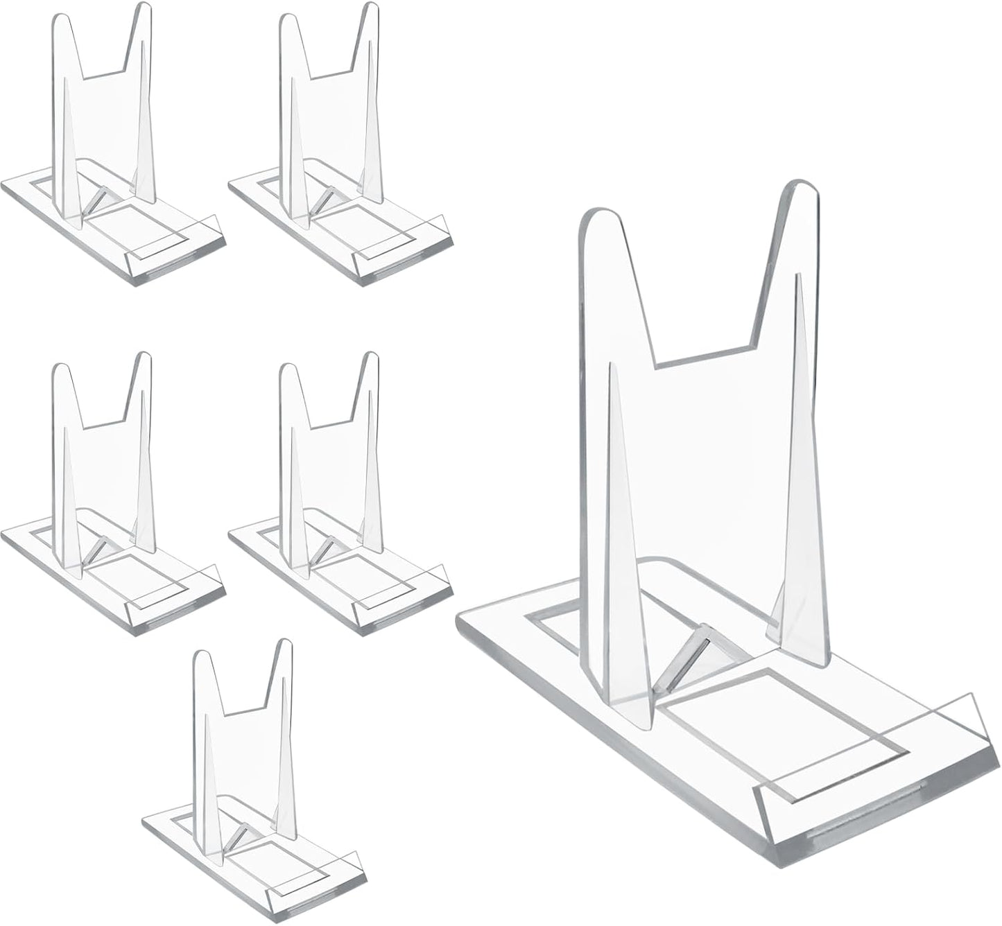 Biaungdo 6 Pcs Acrylic Book Display Stand, Adjustable Clear Display Holder Easel Collector Stand, Compact Desktop Stand for Photos, Postcard, Magazine, Artworks