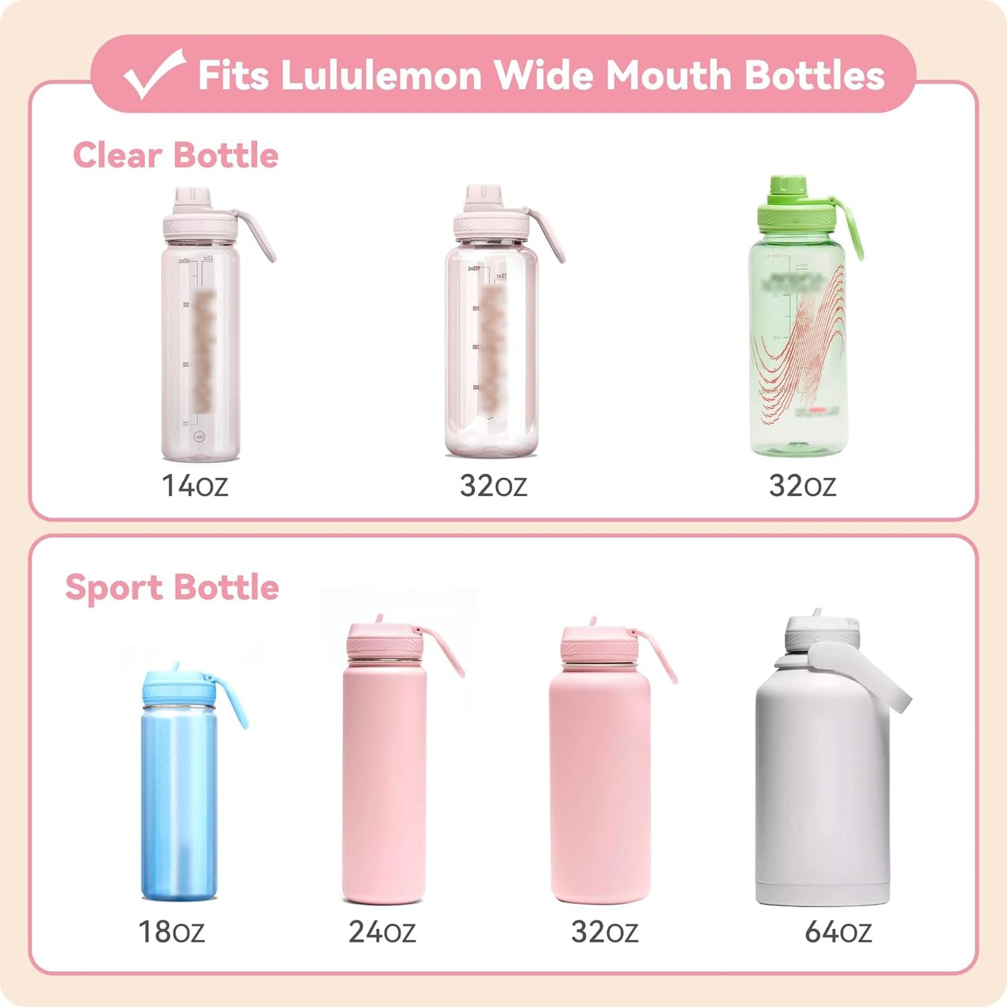 Spout Lid for Lululemon Sport Water Bottle 18/24/32/64 OZ & Clear Bottle 24/32 OZ, Water Bottle Replacement Lid with Ergonomic Handle, BPA-Free