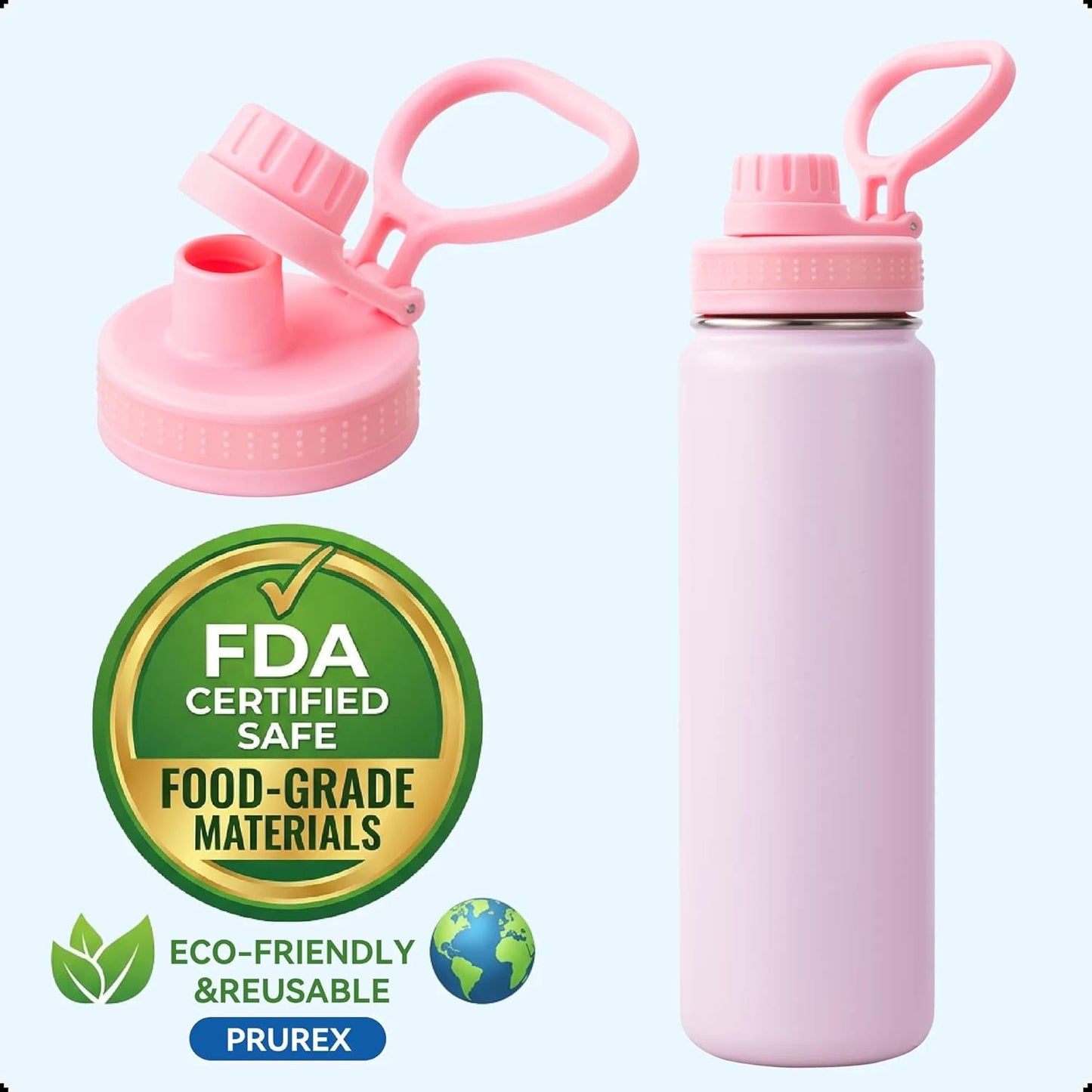 Spout Lid for Lululemon Sport Water Bottle 18/24/32/64 OZ & Clear Bottle 24/32 OZ, Water Bottle Replacement Lid with Ergonomic Handle, BPA-Free