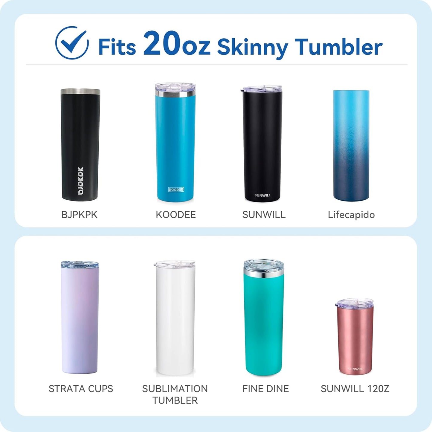 2 Pack 20 oz Skinny Tumble Lids,Replacement Spill Proof Splash Resistant Sliding Cup Covers for 2.73" Inner DiameterTumbler,Straw Friendly,BPA Free