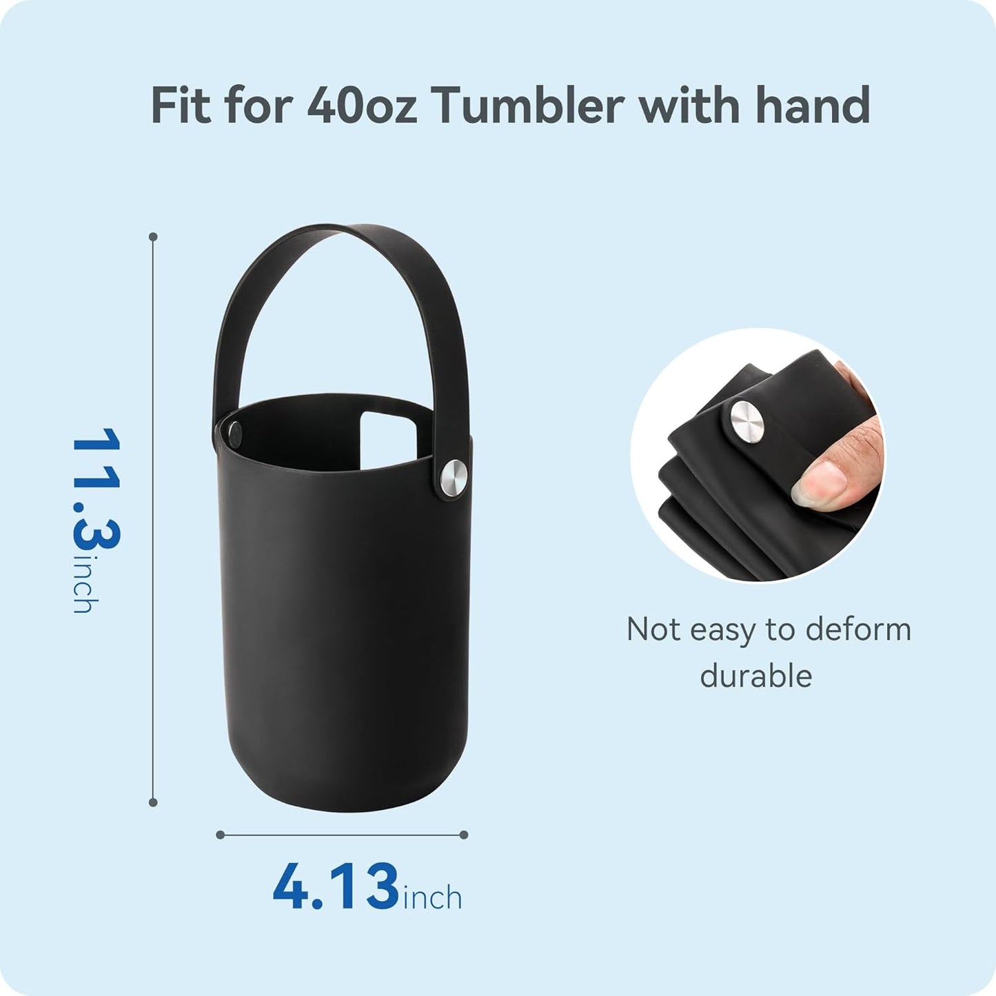 BPA - Free Silicone Carry Handle: Durable Accessory for Stanley Quencher 40oz (Black)