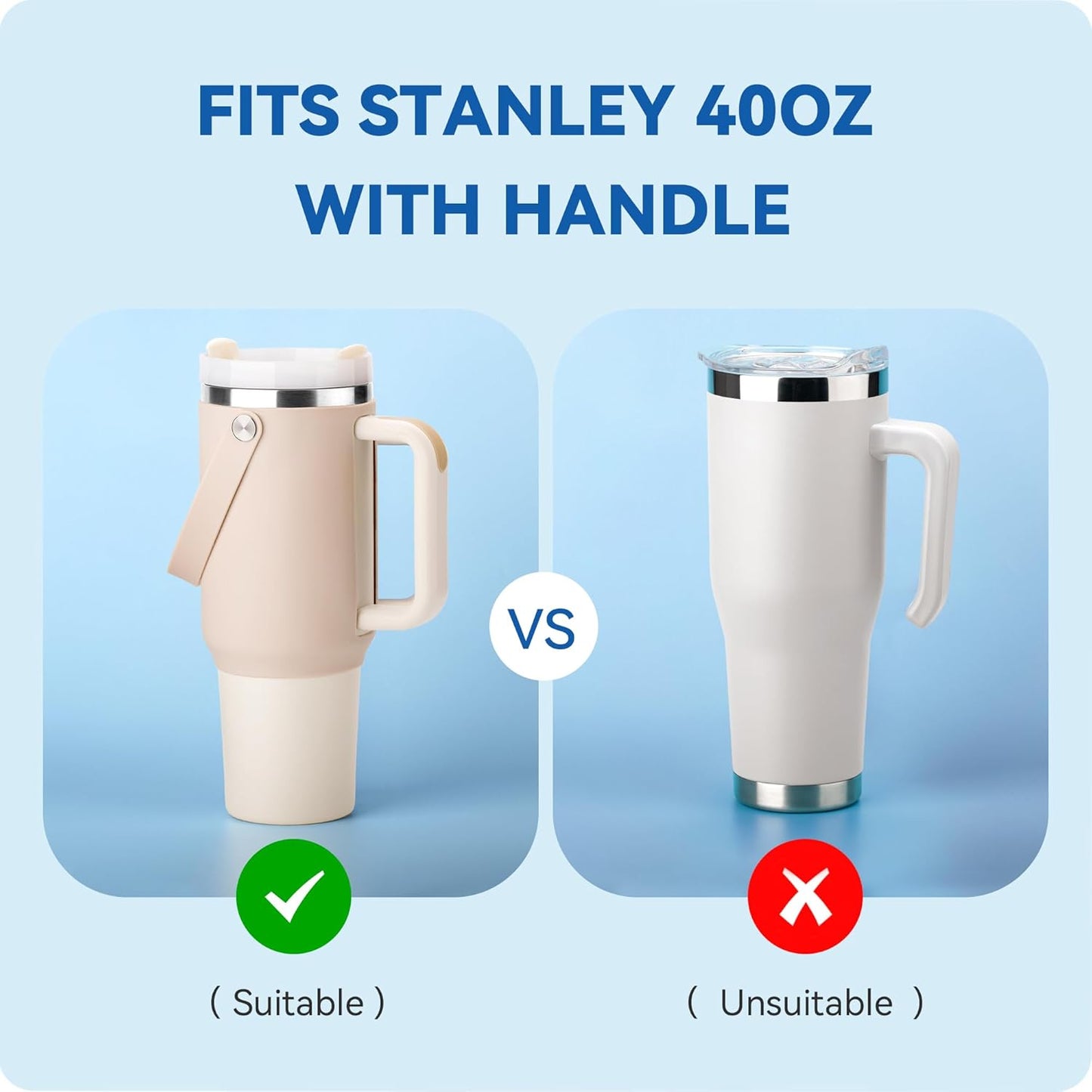 BPA - Free Silicone Carry Handle: Durable Accessory for Stanley Quencher 40oz (Black)