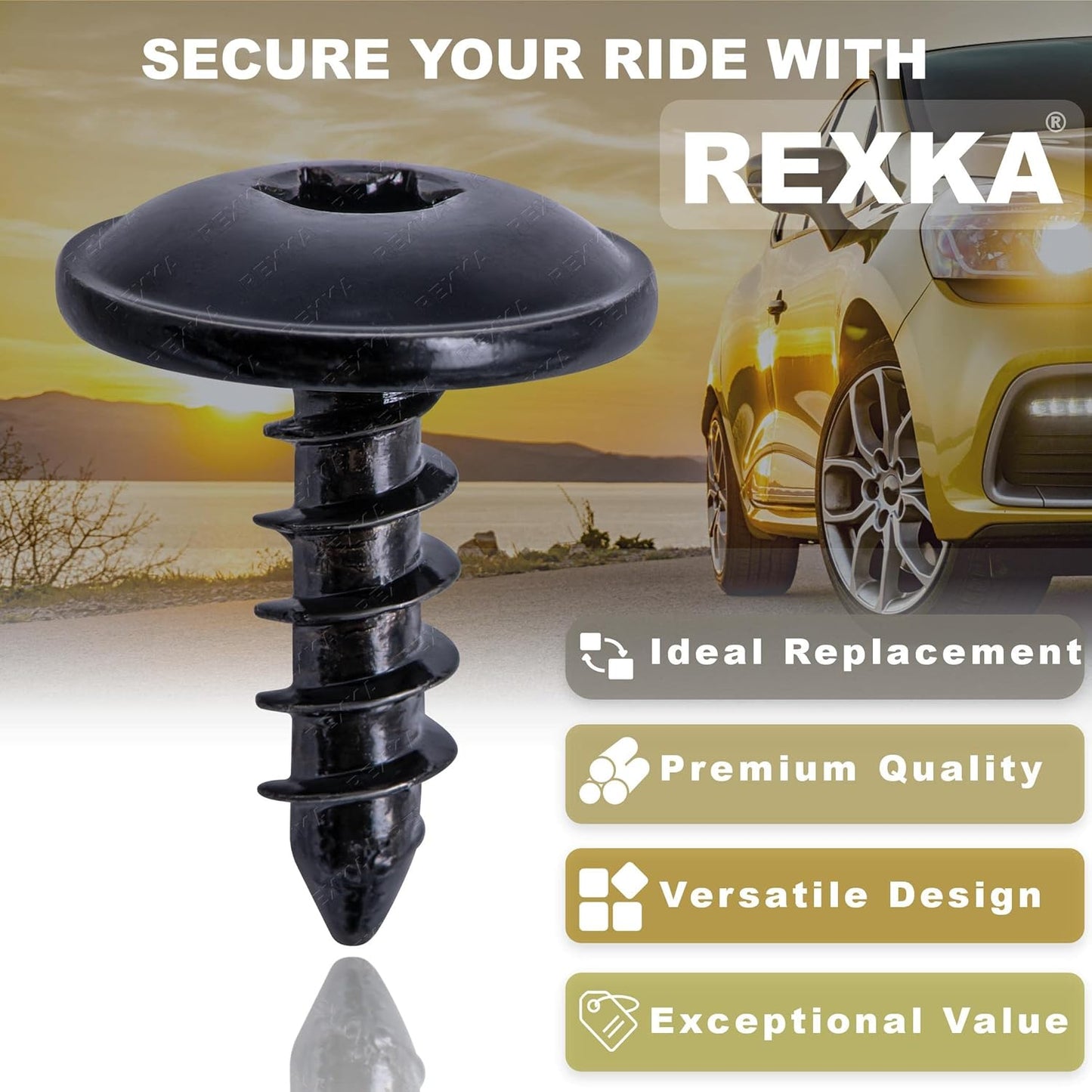 Rexka 30pcs T25 Fender Liner Splash Shield Bumper Cover Self Tapping Torx Screw Compatible with N90974701 Volkswagon Audi Porsche