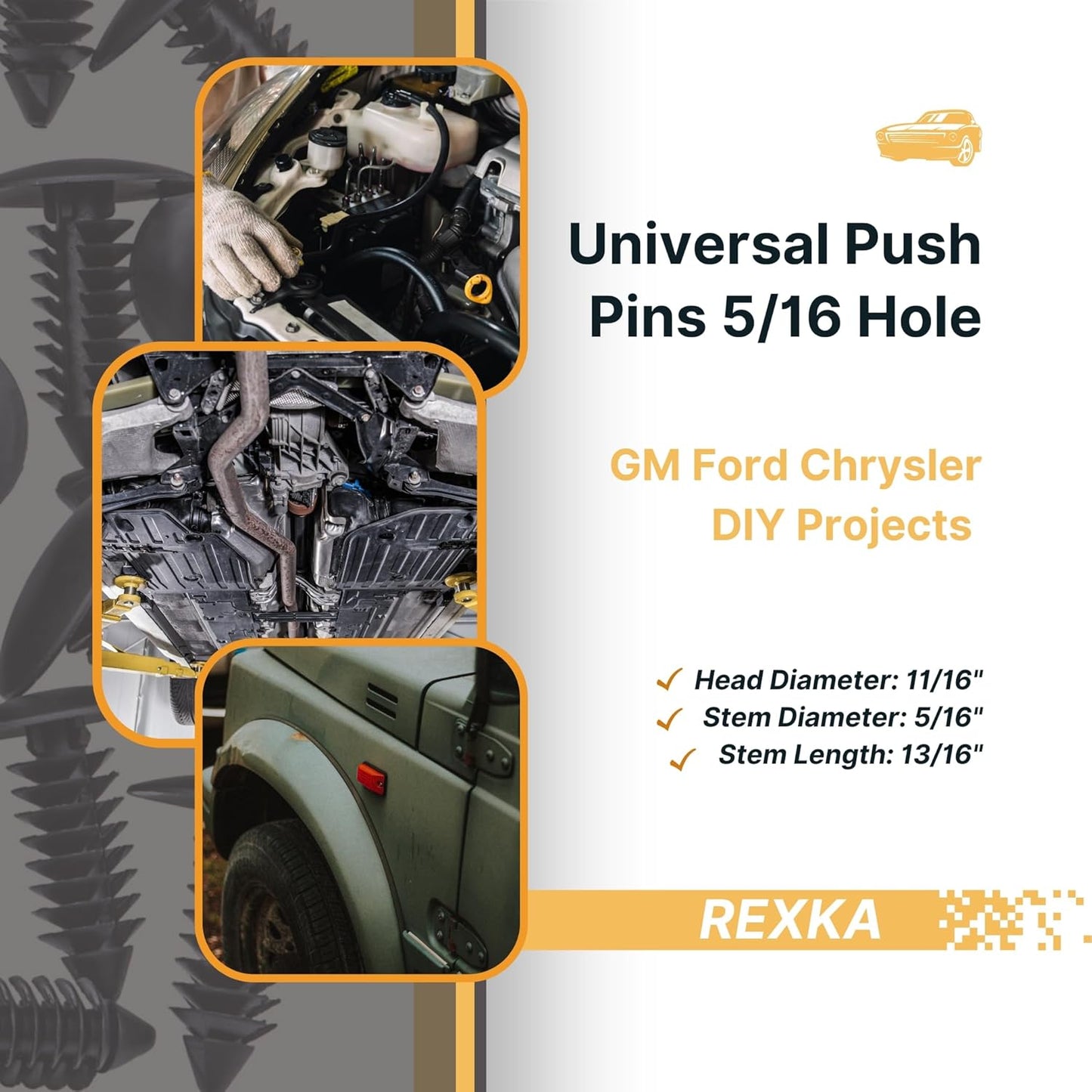 Rexka 30pcs Fender Bumper Shield Fender Liner Push Pin Retainer Clips 6030441 for Jeep Dodge Ram Chrysler