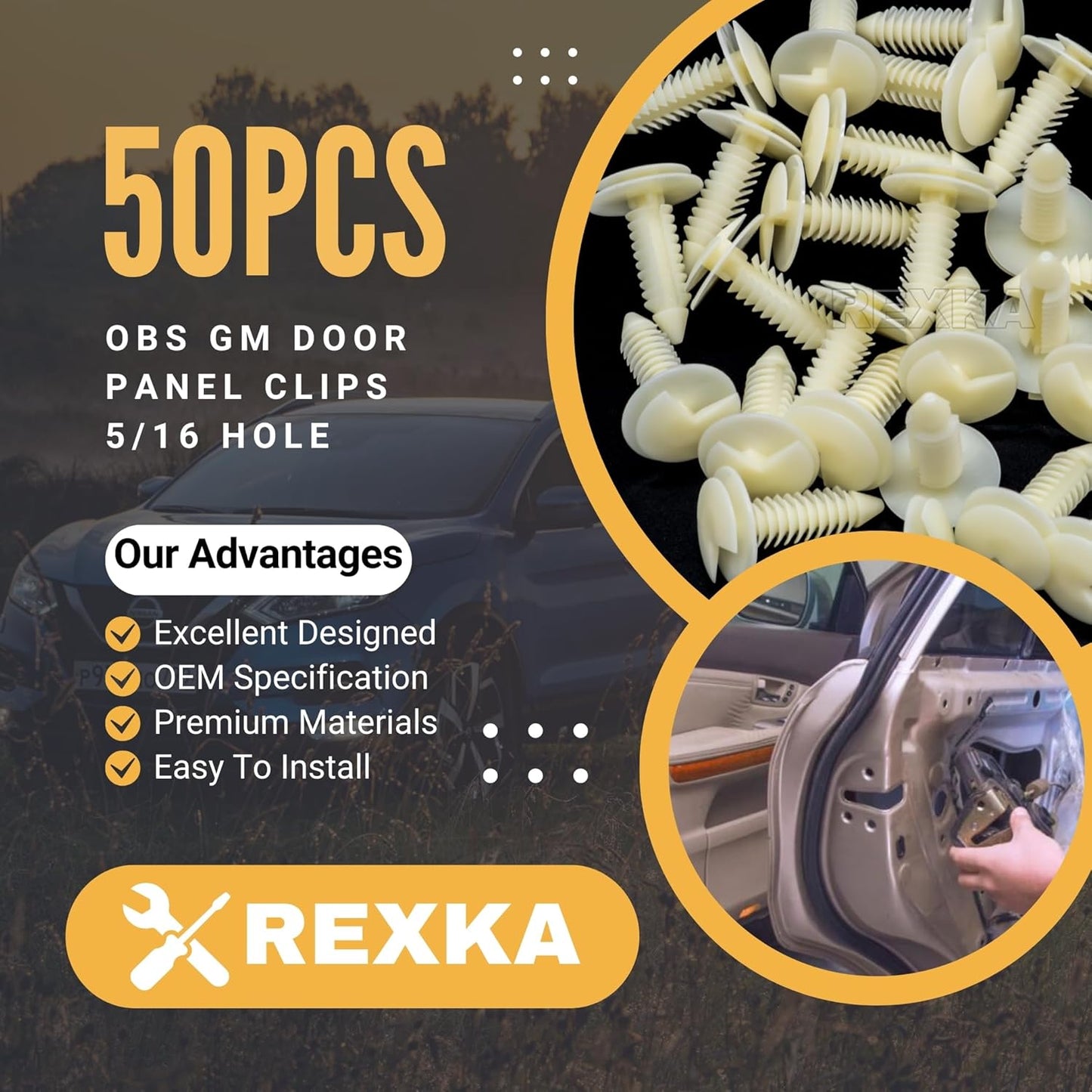 Rexka 50pcs Door Trim Panel Retainer Clip Compatible with GM 363137 Chevrolet Blazer Silverado Truck GMC Yukon