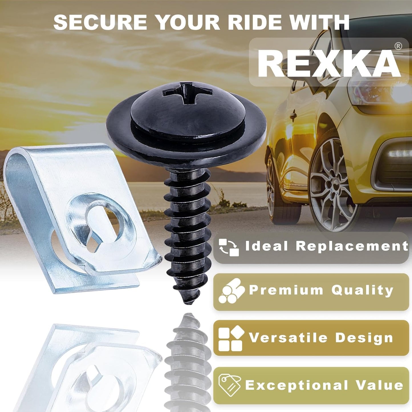 Rexka 15 Sets Fender Liner Splash Shield Screw U Nut Kit for Honda Acura 90308-SB2-013 90114-SE0-000 Accord Civic CR-V Crosstour Element Odyssey Passport Pilot Ridgeline S2000 & More Radiator Support