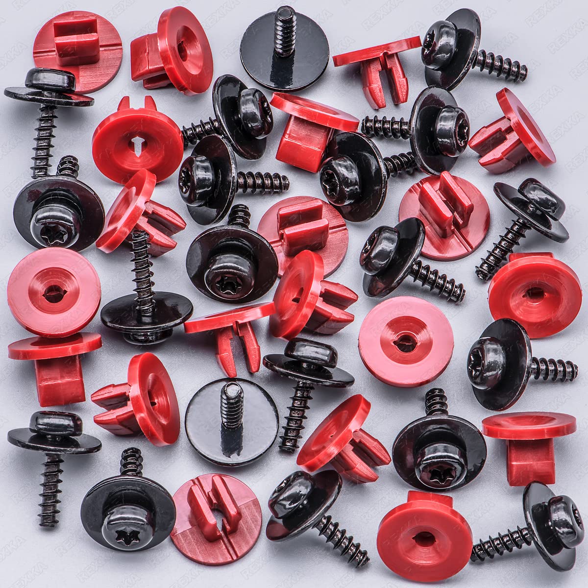 Rexka 20 Sets Engine Splash Shield Screws for Ford - T30 Torx Head Bolts and Grommets for Undertray Engine Fender Liner Deflector Grille for Ford Escape F-150 Edge Focus Fusion C-Max S-Max Lincoln
