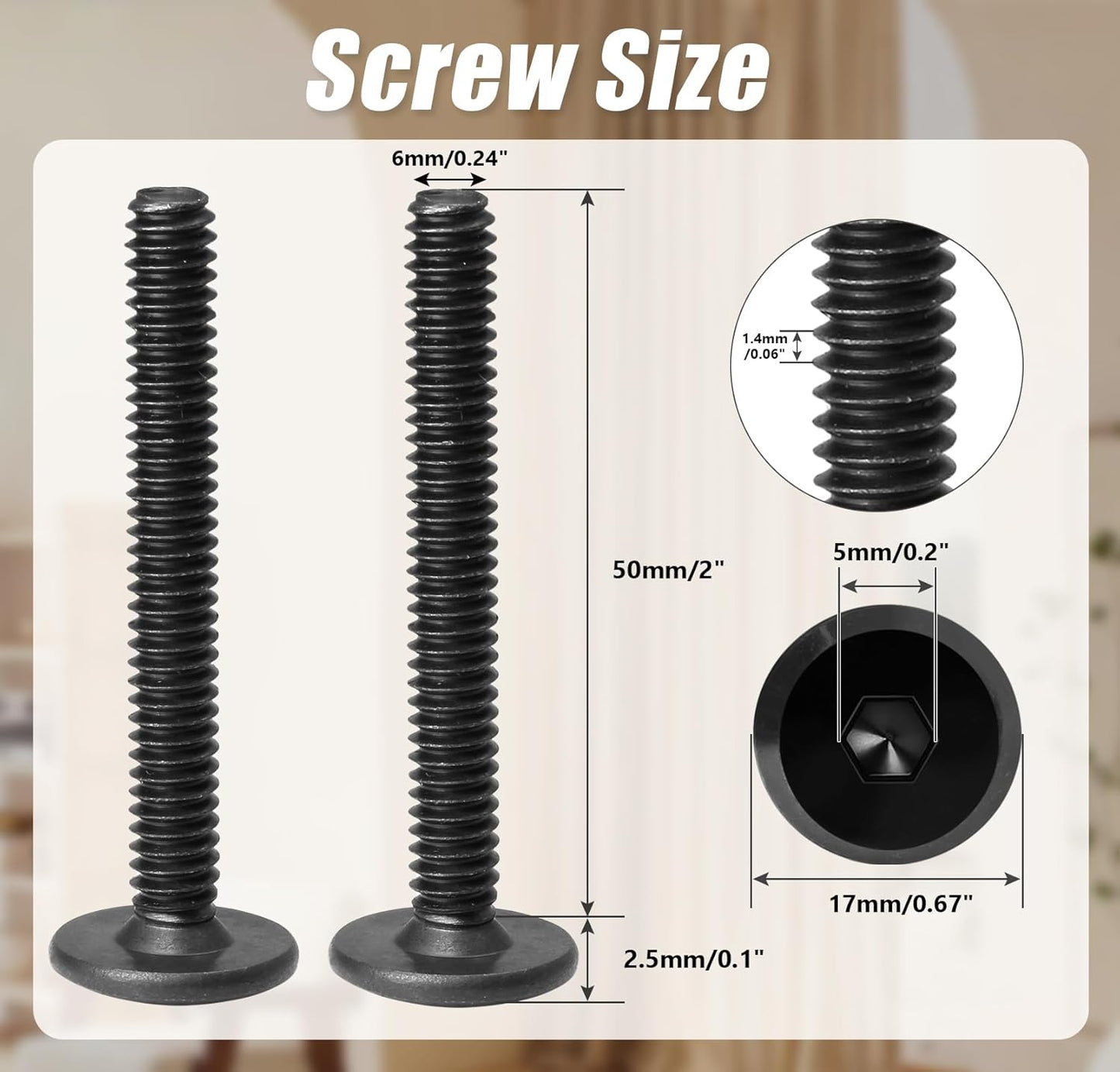 Biaungdo 30 Pcs Flat Head Allen Bolts, 1/4-20 x 2 Inch Black Socket Cap Screws Joint Connecting Bolts Countersunk Screws for Furniture, Fully Threaded
