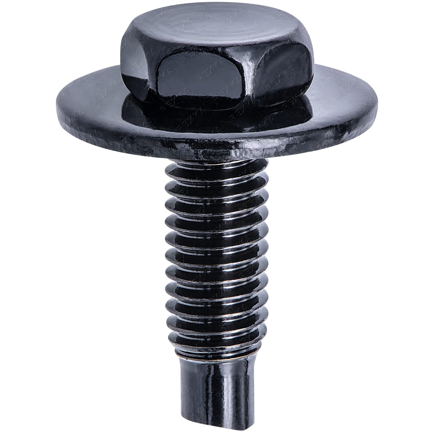Rexka 10pcs M6-1.0 X 20mm Hex Head Sems Bolt W/Dog Point for Nissan Infiniti 08146-6162H - Multipurpose - Headlamp Fender Liner Splash Shield Bumper Cover Radiator Support Splash Shield