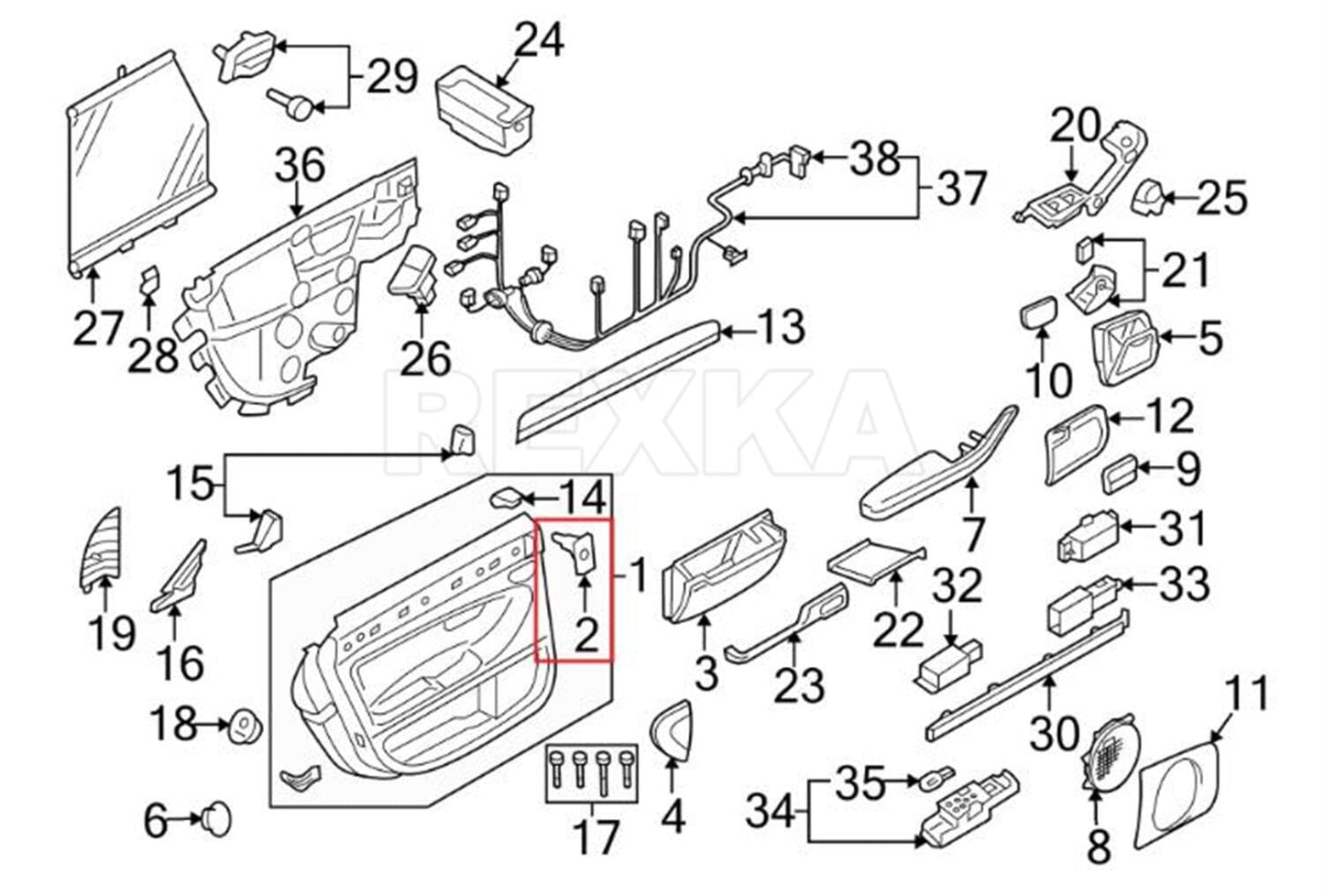 Rexka 15 pcs Interior Door Panel Trim Retainer Clips 6Q0-868-243 for VW Audi A4 A6 A8 GTI Jetta Passat Tiguan 6Q0868243