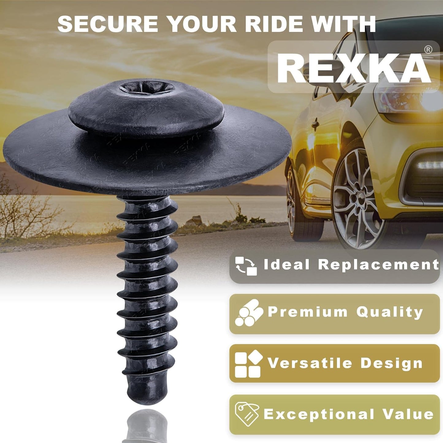 Rexka 10 Sets M4.2-1.41 (#8) Bumper Cover Fender Liner Screw Nut 11609952 11548270 for GM Chevy Hummer BuickCadillac Saturn GMC Trucks