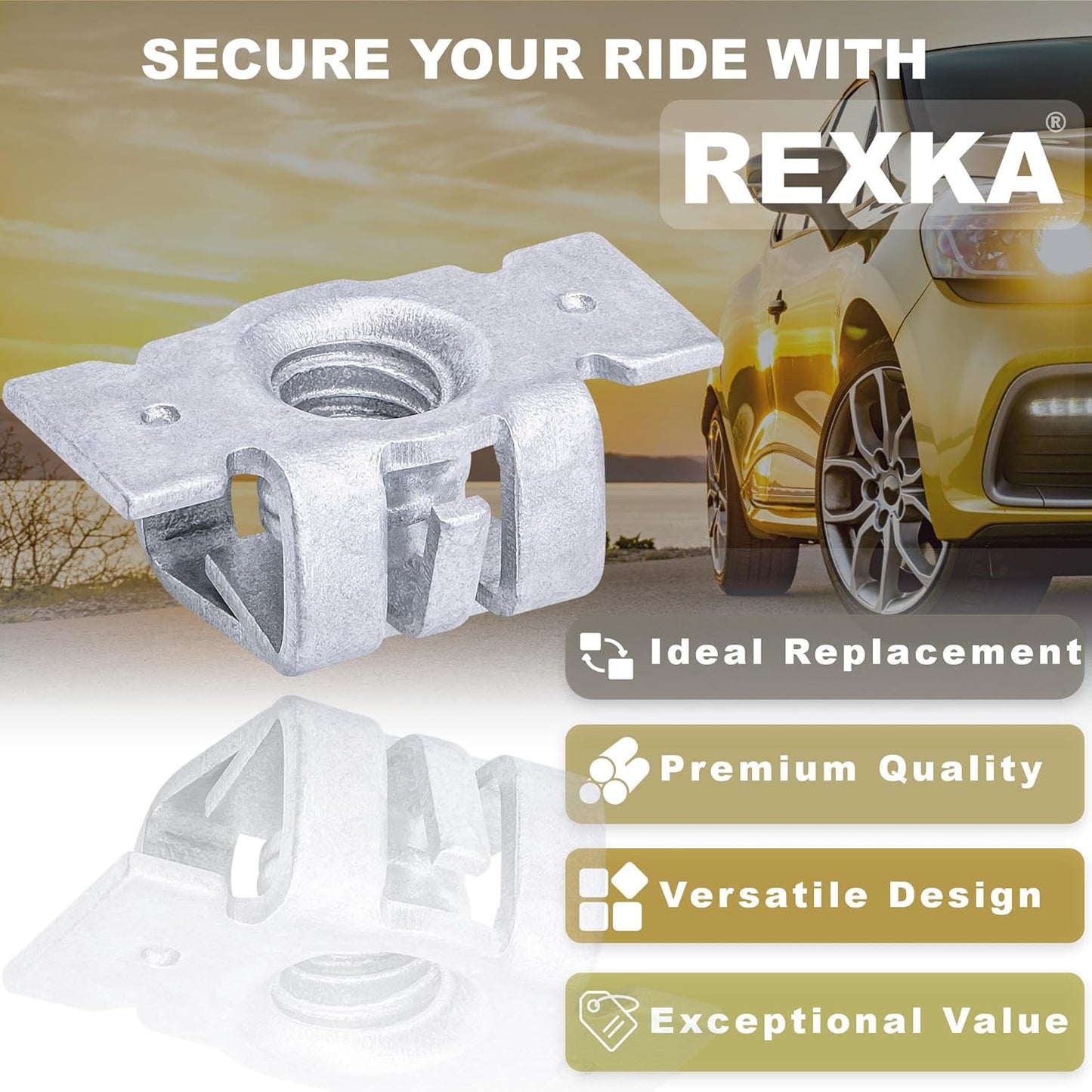 Rexka 10 Sets M4.2-1.41 (#8) Bumper Cover Fender Liner Screw Nut 11609952 11548270 for GM Chevy Hummer BuickCadillac Saturn GMC Trucks