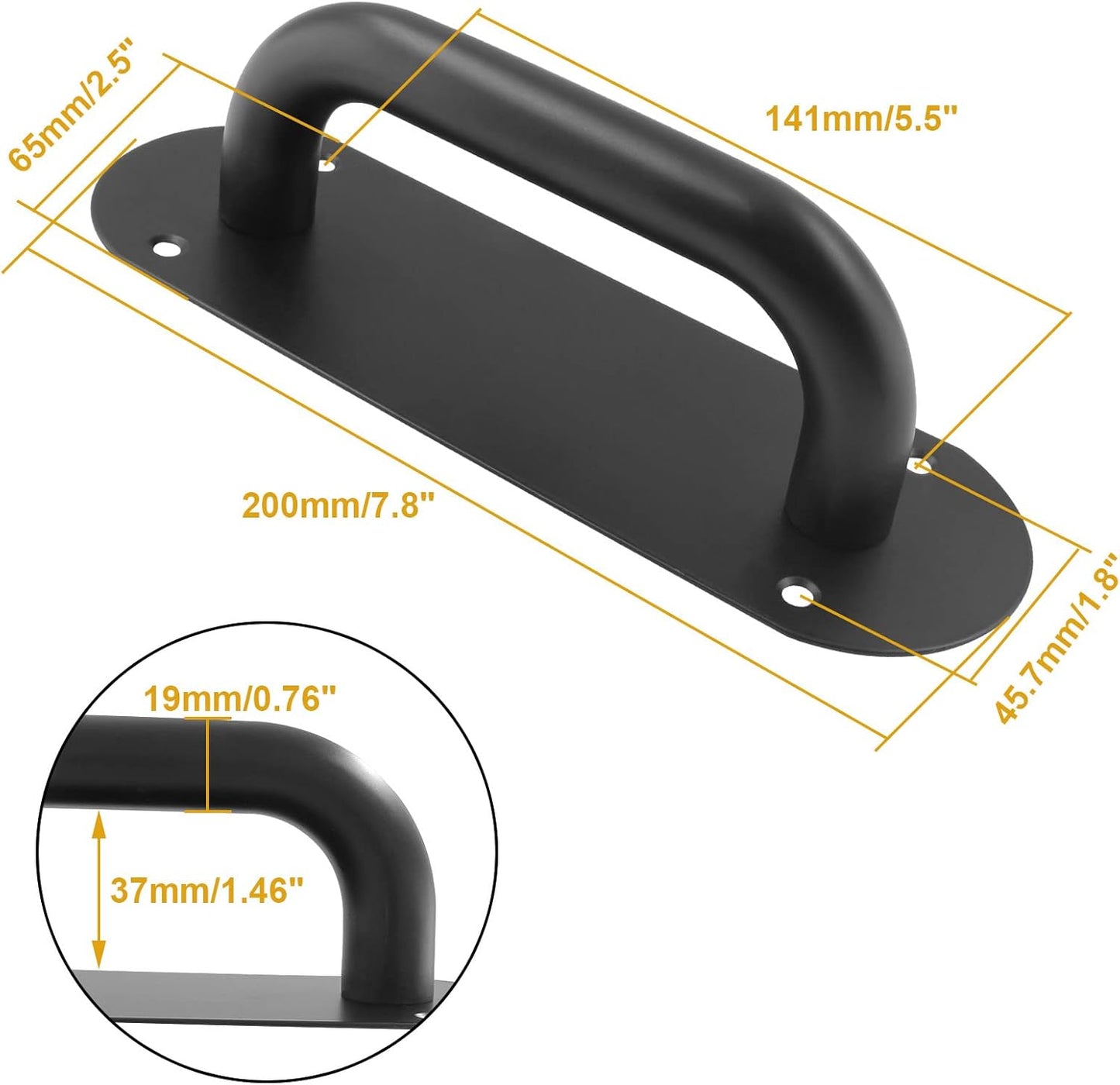 Biaungdo 2 Pack Door Handle Pull Plate, Stainless Steel Door Handle Pull Heavy Duty Barn Door Pull Handles for Sliding Barn Door Kitchen Cabinet, Matte Black (7.8" x 2.5")