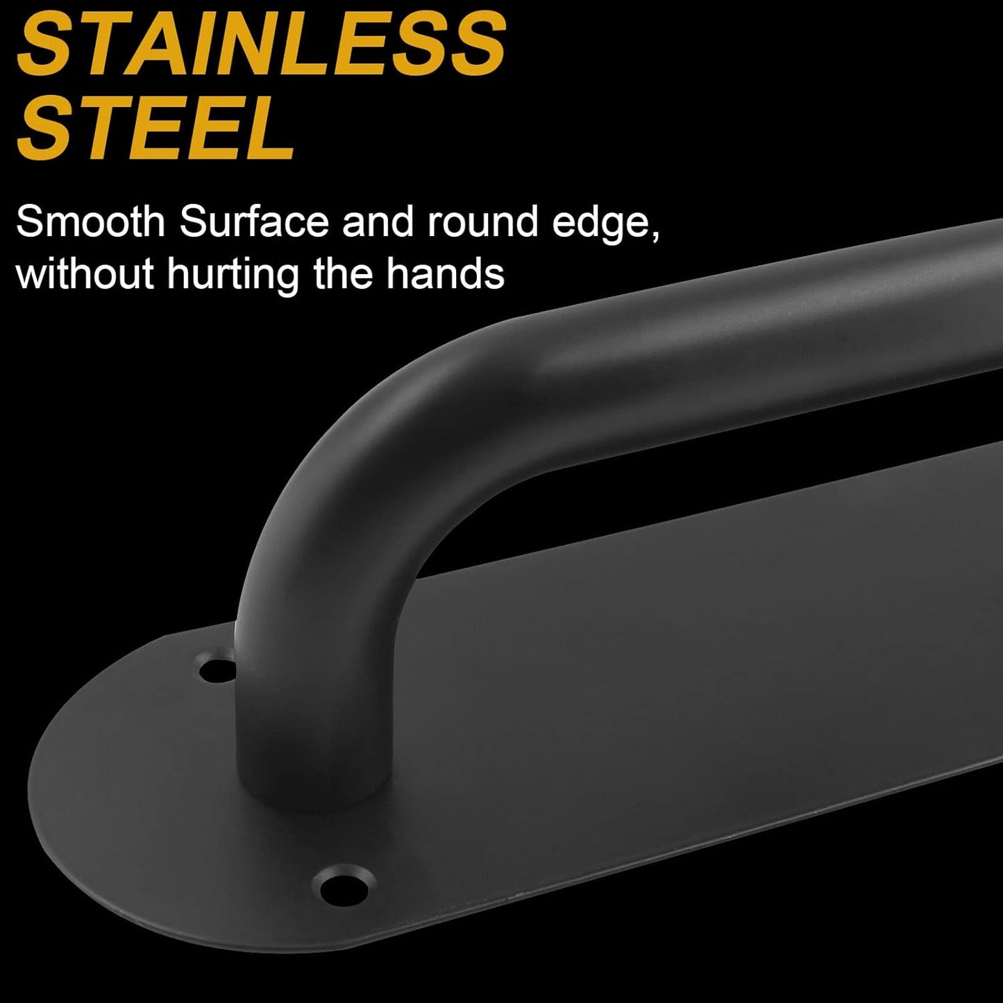 Biaungdo 2 Pack Door Handle Pull Plate, Stainless Steel Door Handle Pull Heavy Duty Barn Door Pull Handles for Sliding Barn Door Kitchen Cabinet, Matte Black (7.8" x 2.5")