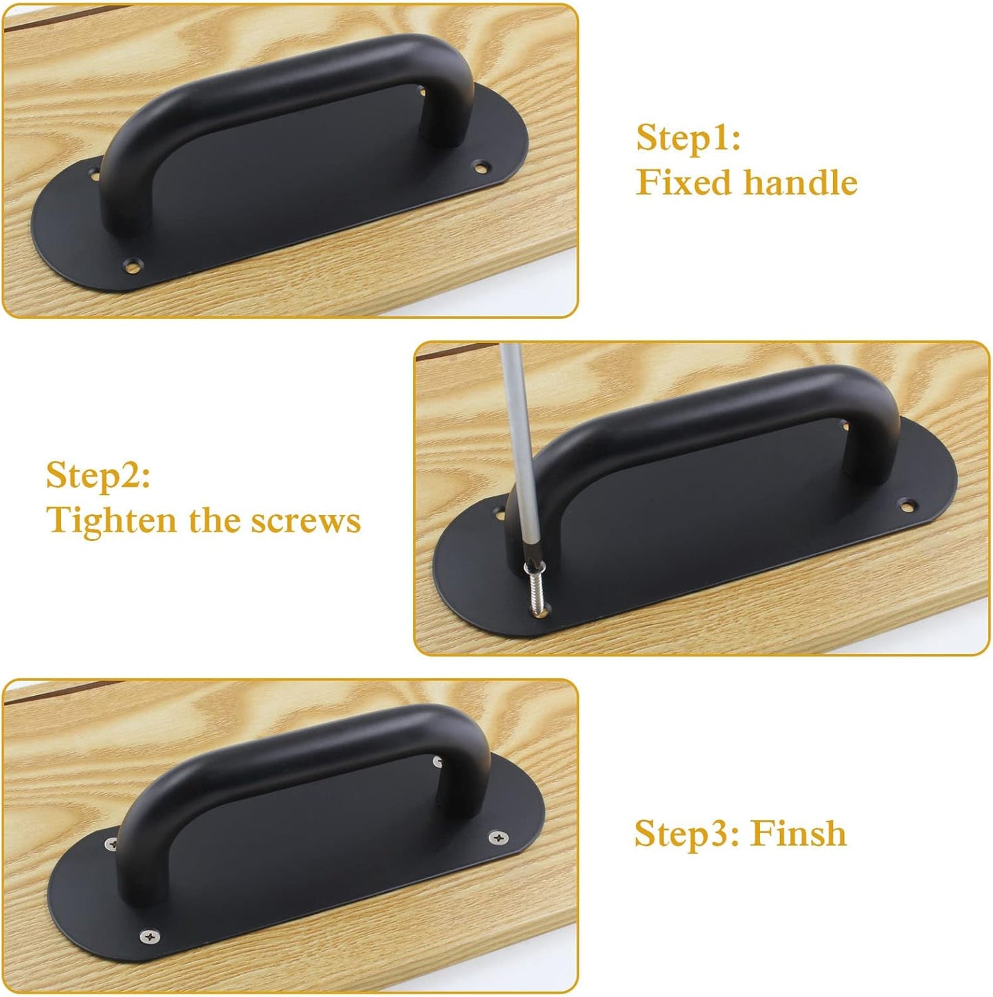Biaungdo 2 Pack Door Handle Pull Plate, Stainless Steel Door Handle Pull Heavy Duty Barn Door Pull Handles for Sliding Barn Door Kitchen Cabinet, Matte Black (7.8" x 2.5")
