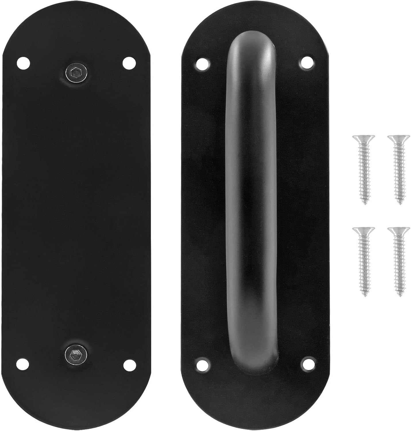 Biaungdo 2 Pack Door Handle Pull Plate, Stainless Steel Door Handle Pull Heavy Duty Barn Door Pull Handles for Sliding Barn Door Kitchen Cabinet, Matte Black (7.8" x 2.5")