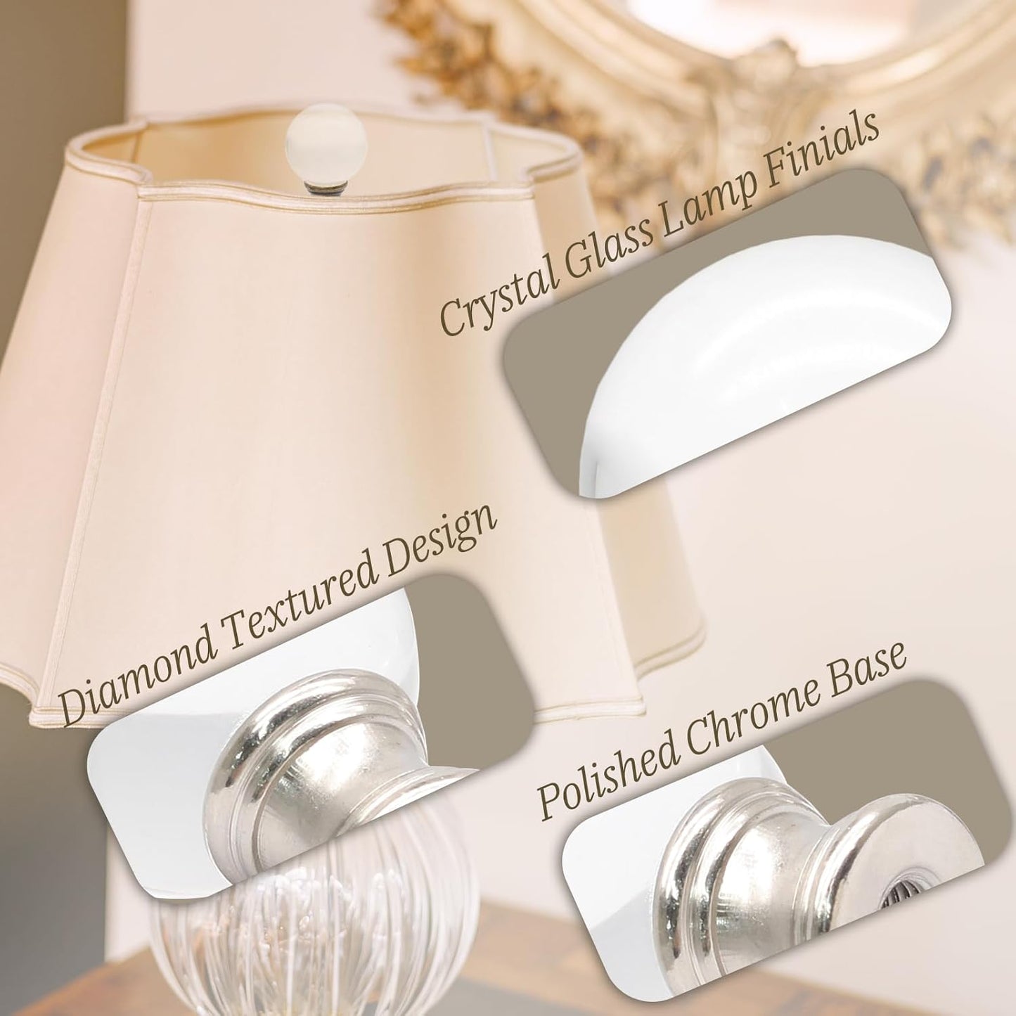 Biaungdo 2 Pack Glass Crystal Lamp Finial, Clear Lamp Finial Cap Knob Glass Ball Lamp Screw Top Lamp Decoration for Lamp Shade, with 1/4-27 Inch Silver Base