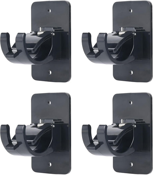 4Pcs Self-Adhesive Curtain Rod Clips, Universal Plastic Curtain Rod Clips, No Drilling,for C urtain Rods up to 40mm (Black) (Curtain Rod Not Included)