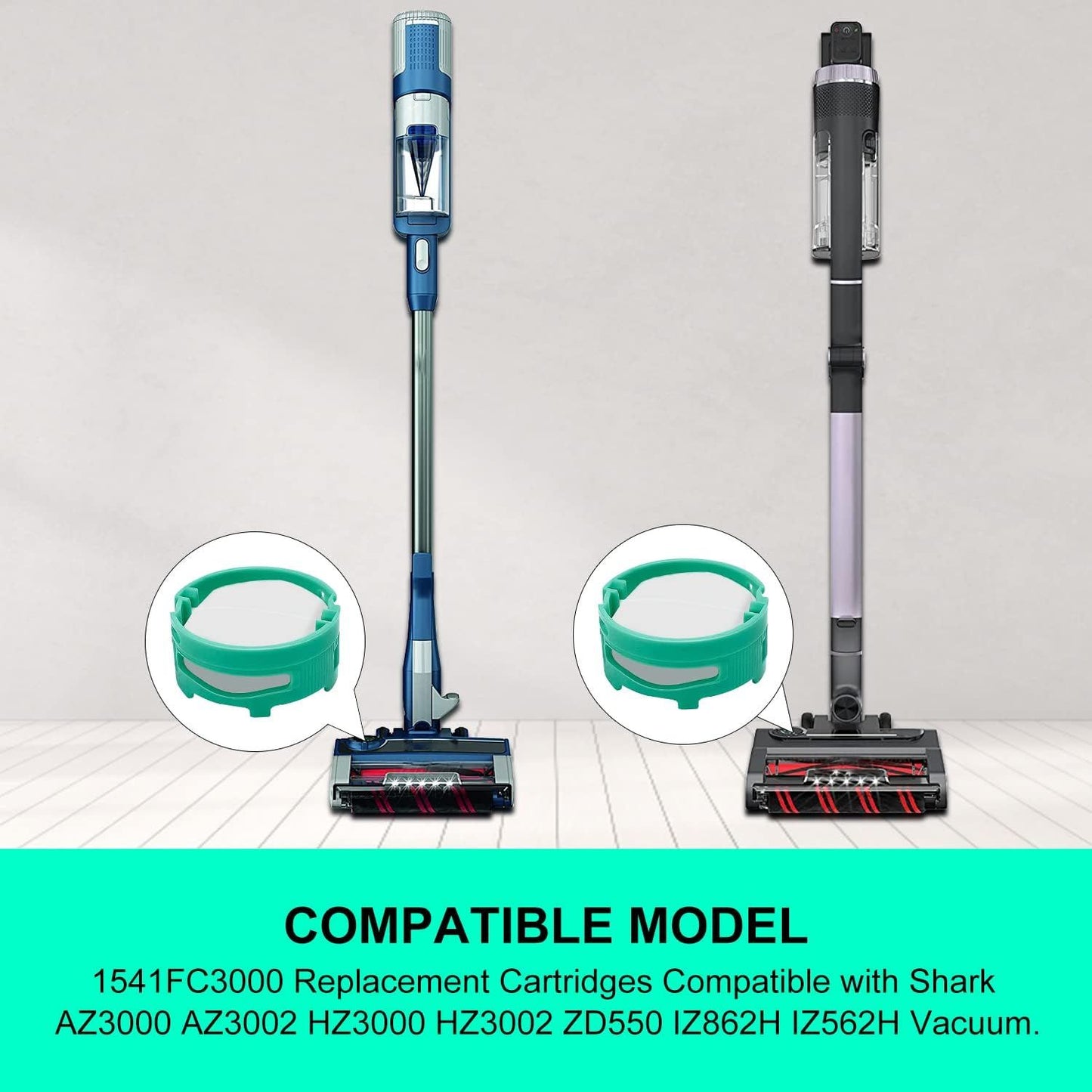 or Shark 1541C3000 AZ3002 Stratos Upright Vacuum Replacement O-dor Neu-tralizer Cartridges AZ3000 HZ3000 HZ3002 ZD550, Pro Cordless IZ862H IZ562H Replacement Stick, Teal